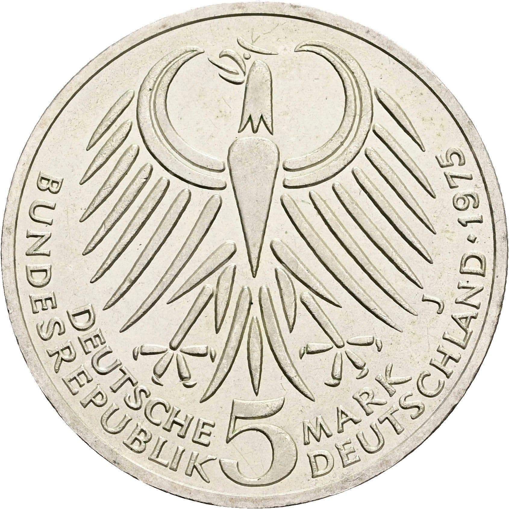 5 Deutsche Mark 1975 J – Rückseite