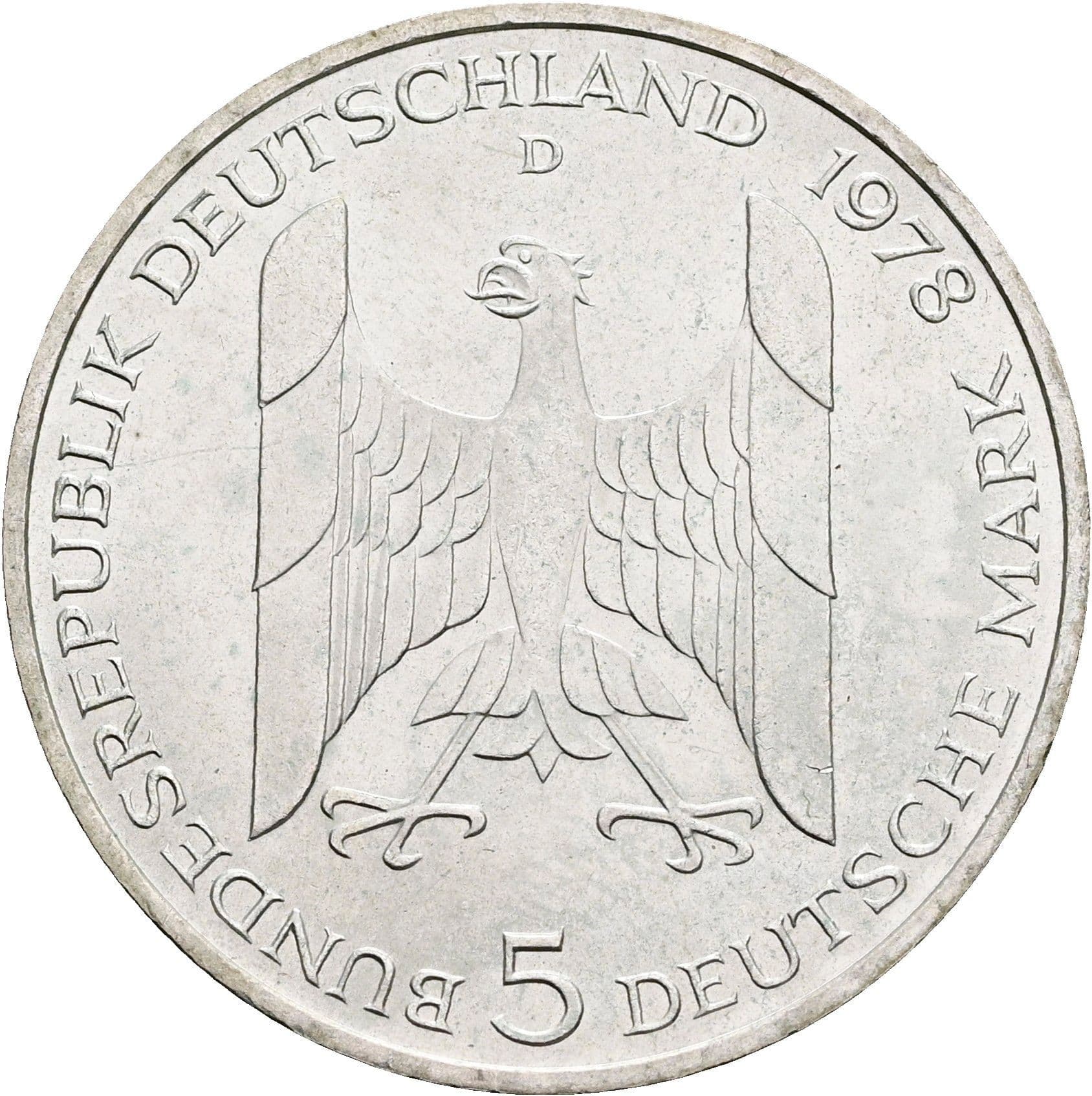 5 Deutsche Mark 1978 D – Rückseite