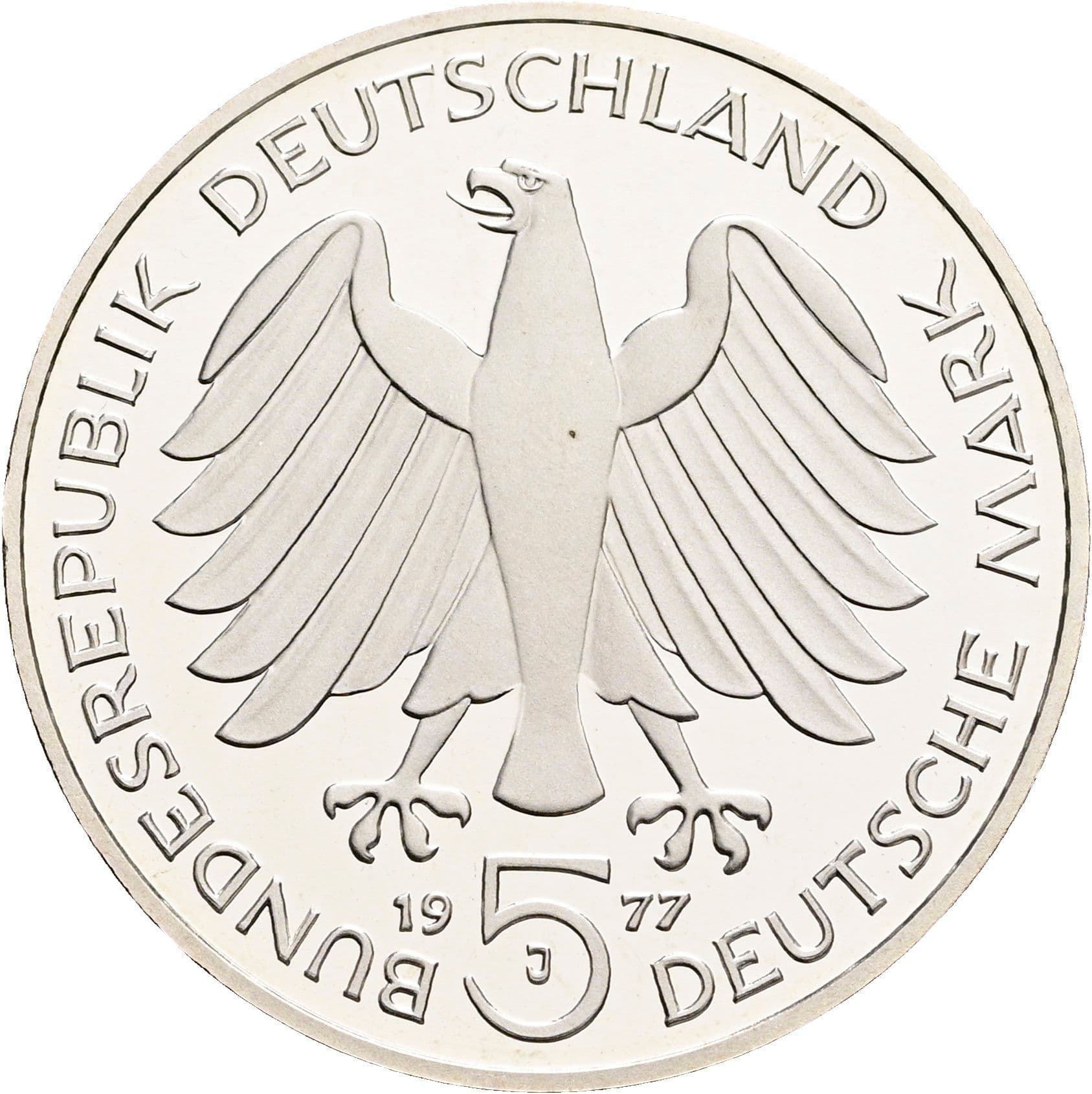 5 Deutsche Mark 1977 J – Rückseite