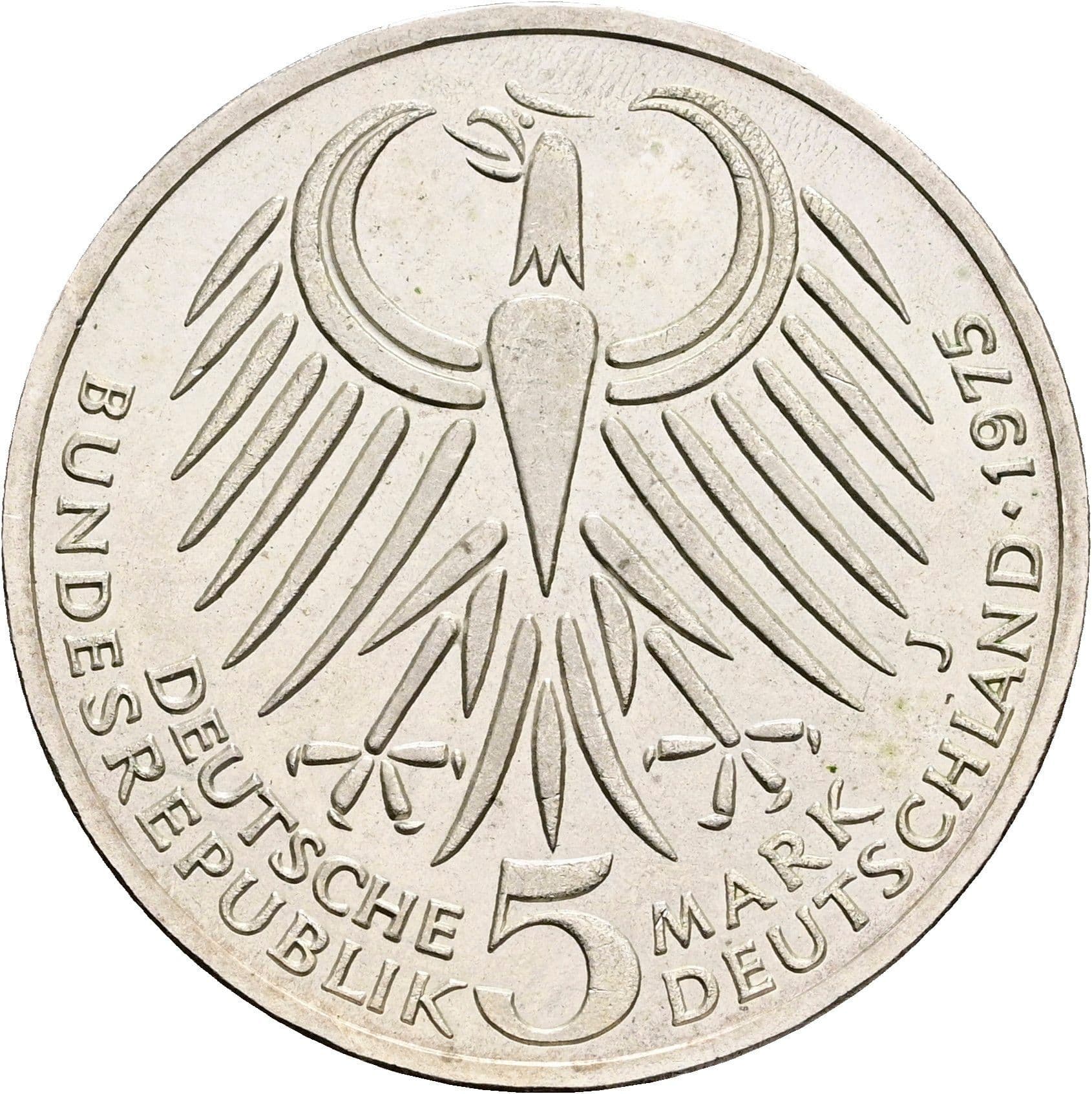 5 Deutsche Mark 1975 J – Rückseite
