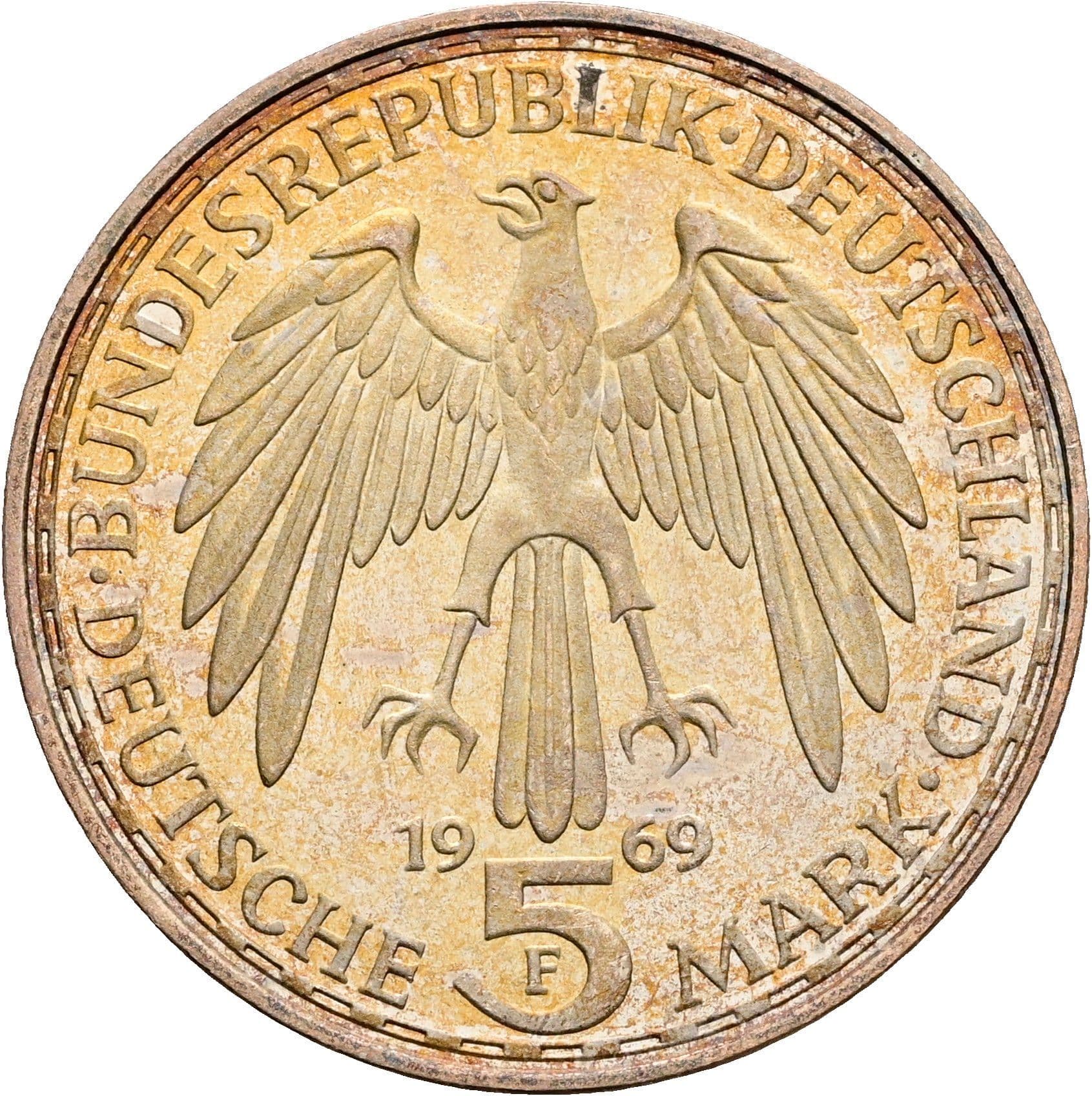 5 Deutsche Mark 1969 F – Rückseite