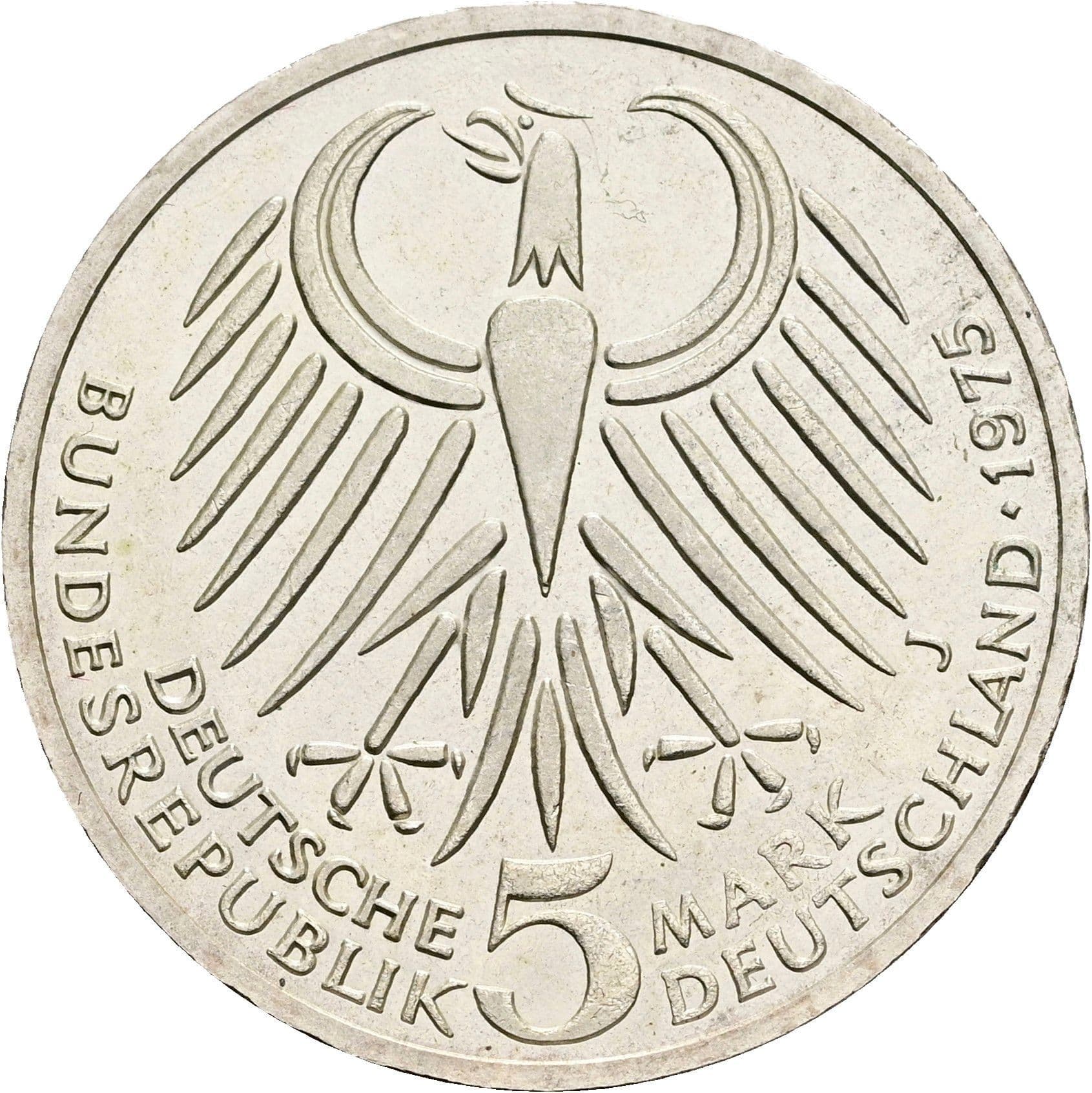 5 Deutsche Mark 1975 J – Rückseite