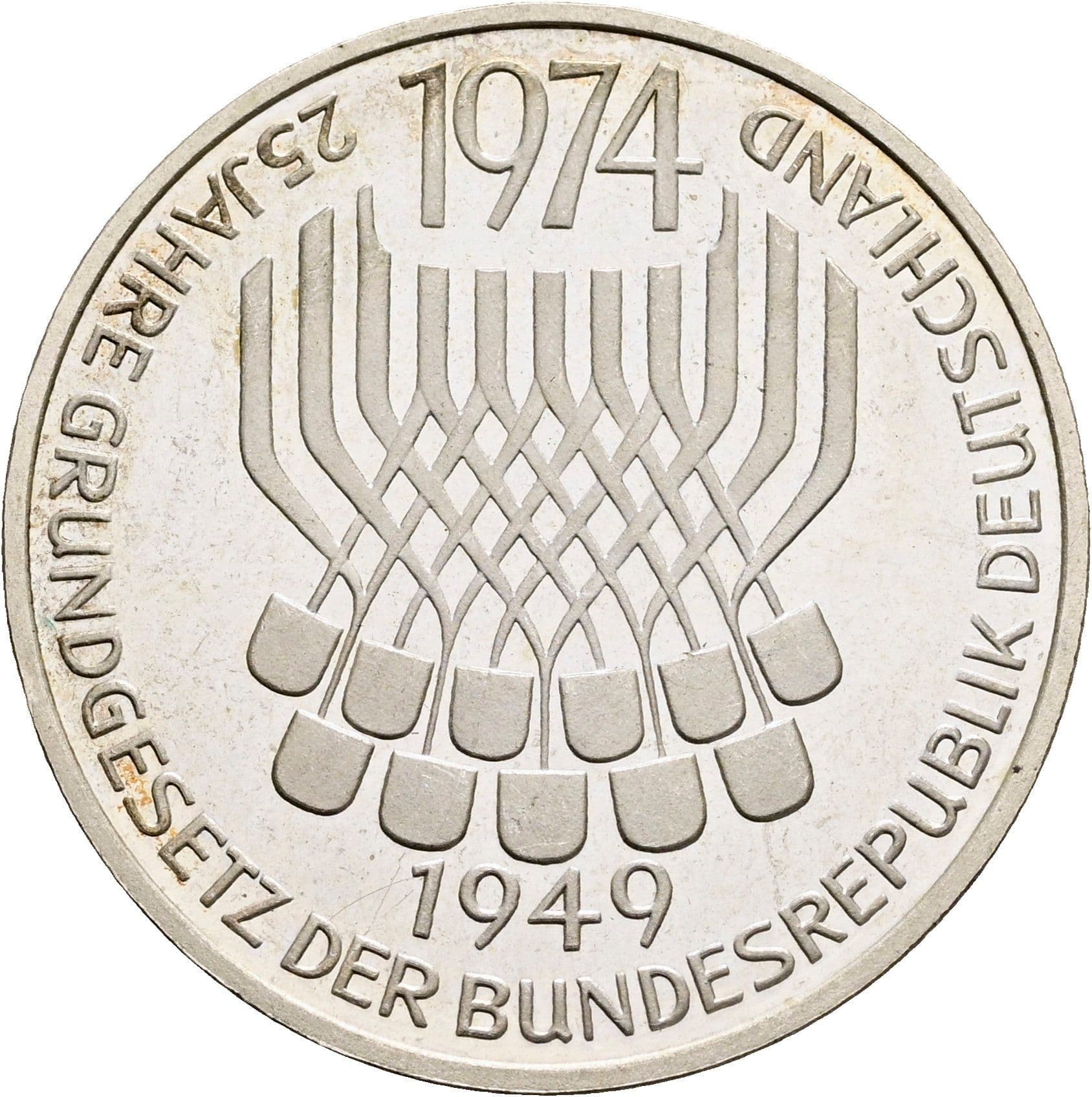 5 Deutsche Mark 1974 F – Vorderseite