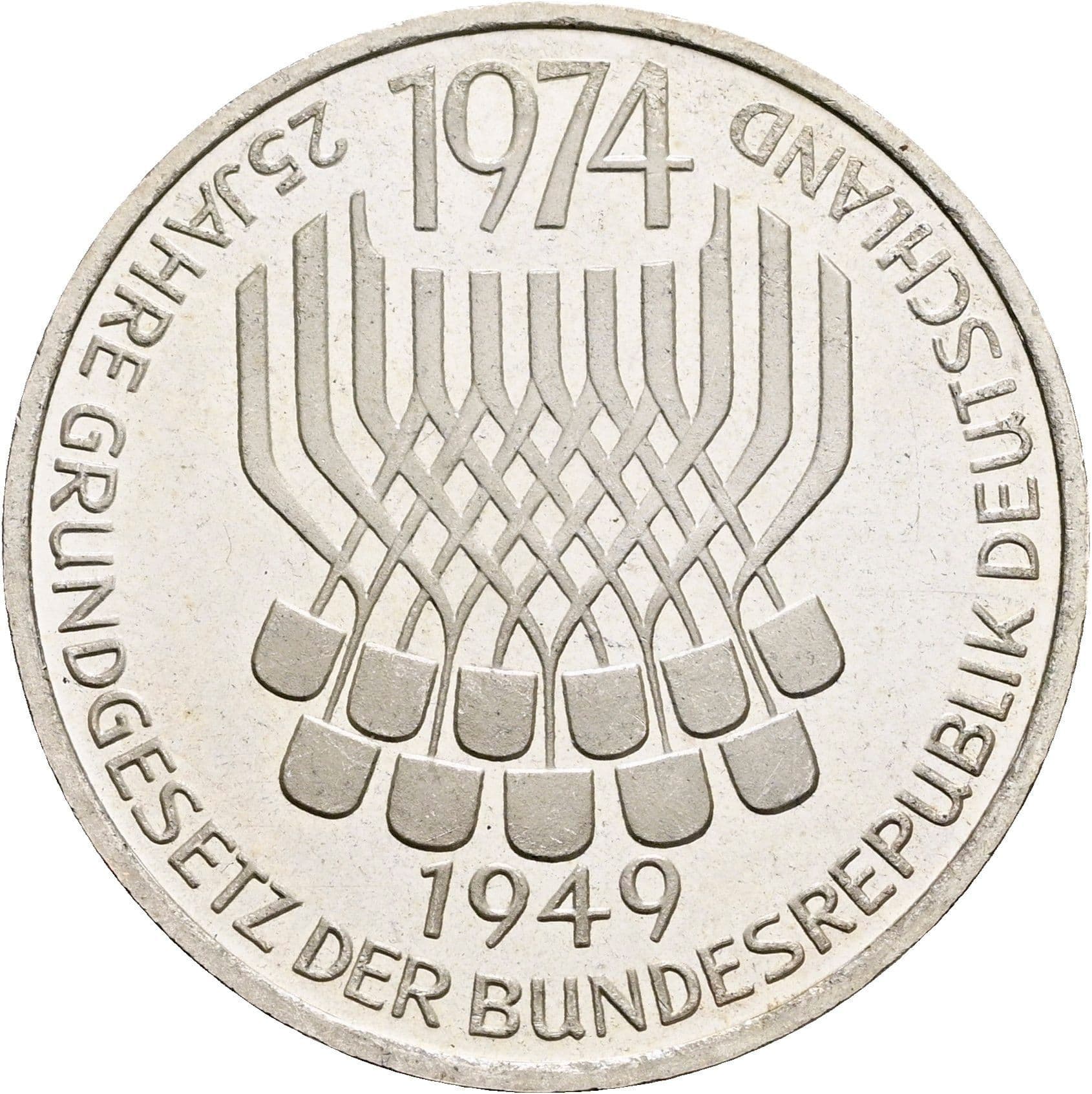 5 Deutsche Mark 1974 F – Vorderseite