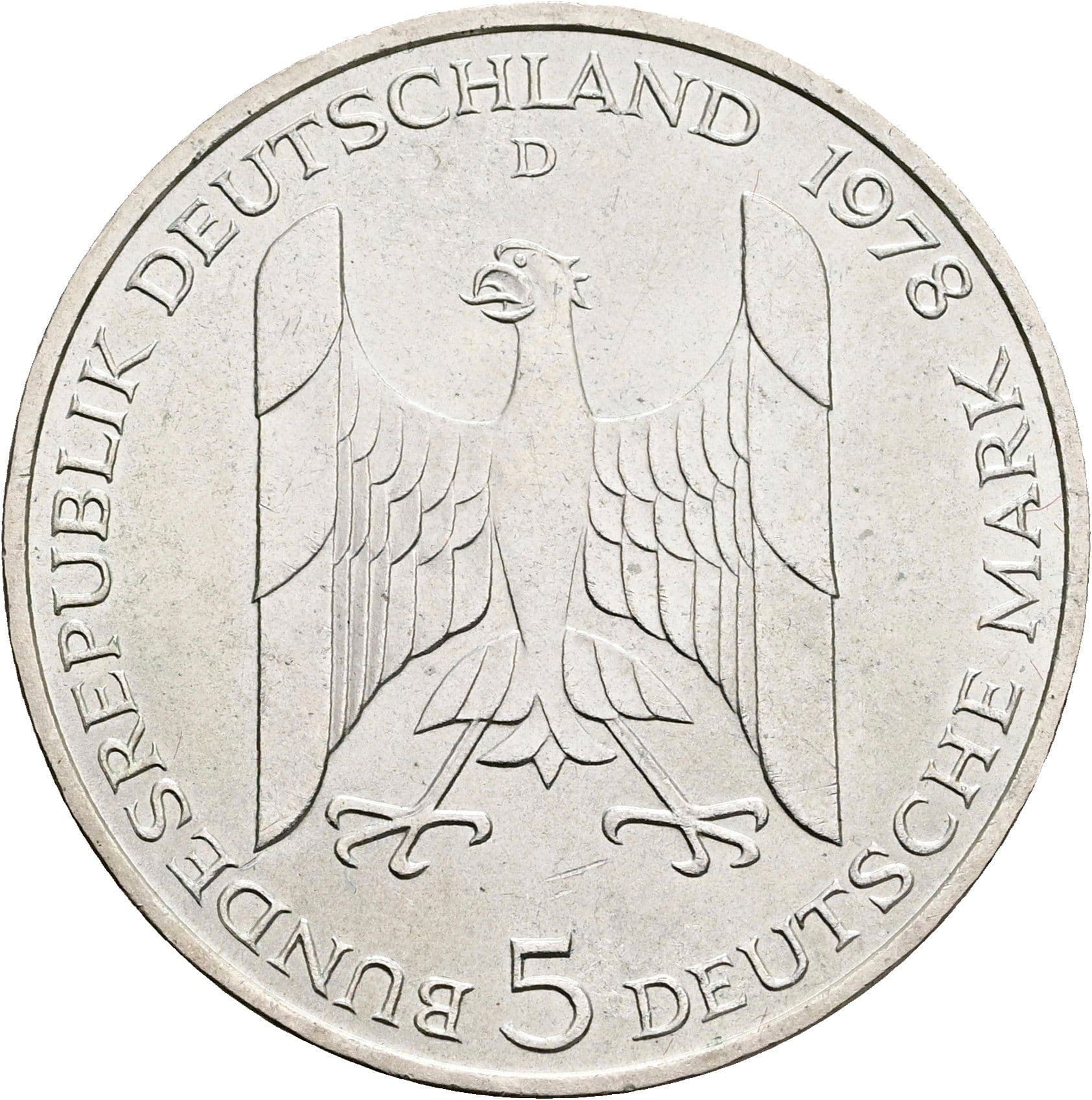 5 Deutsche Mark 1978 D – Rückseite