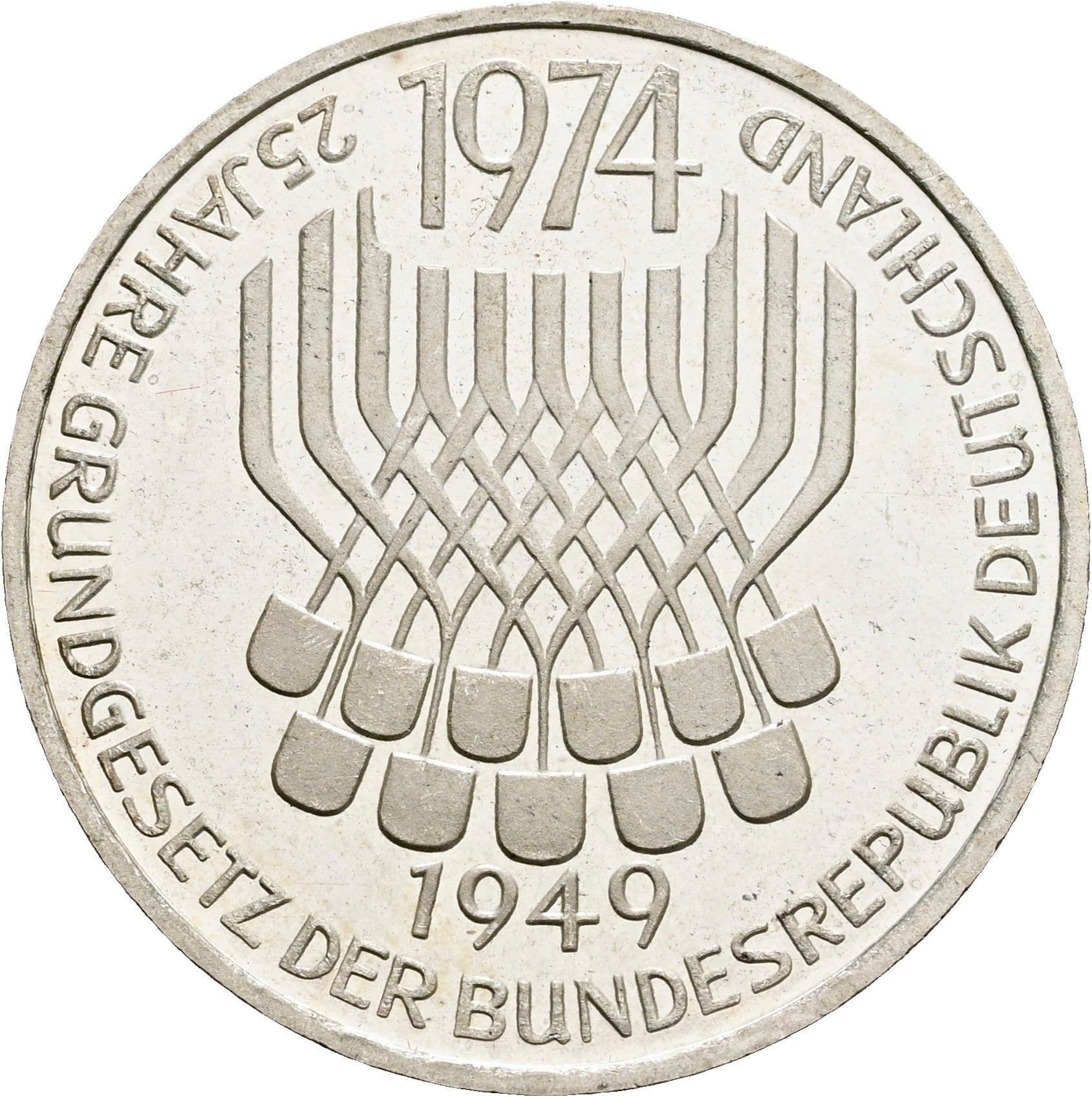 5 Deutsche Mark 1974 F – Vorderseite