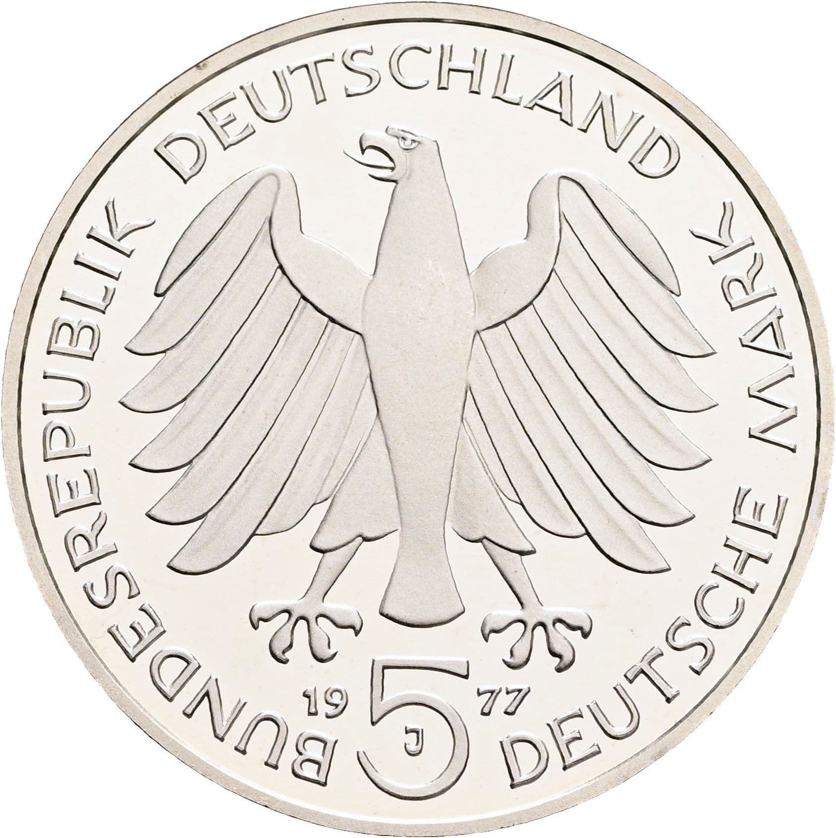 5 Deutsche Mark 1977 J – Rückseite