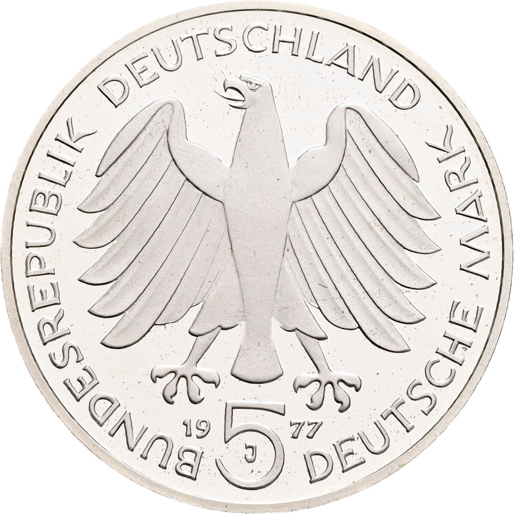 5 Deutsche Mark 1977 J – Rückseite