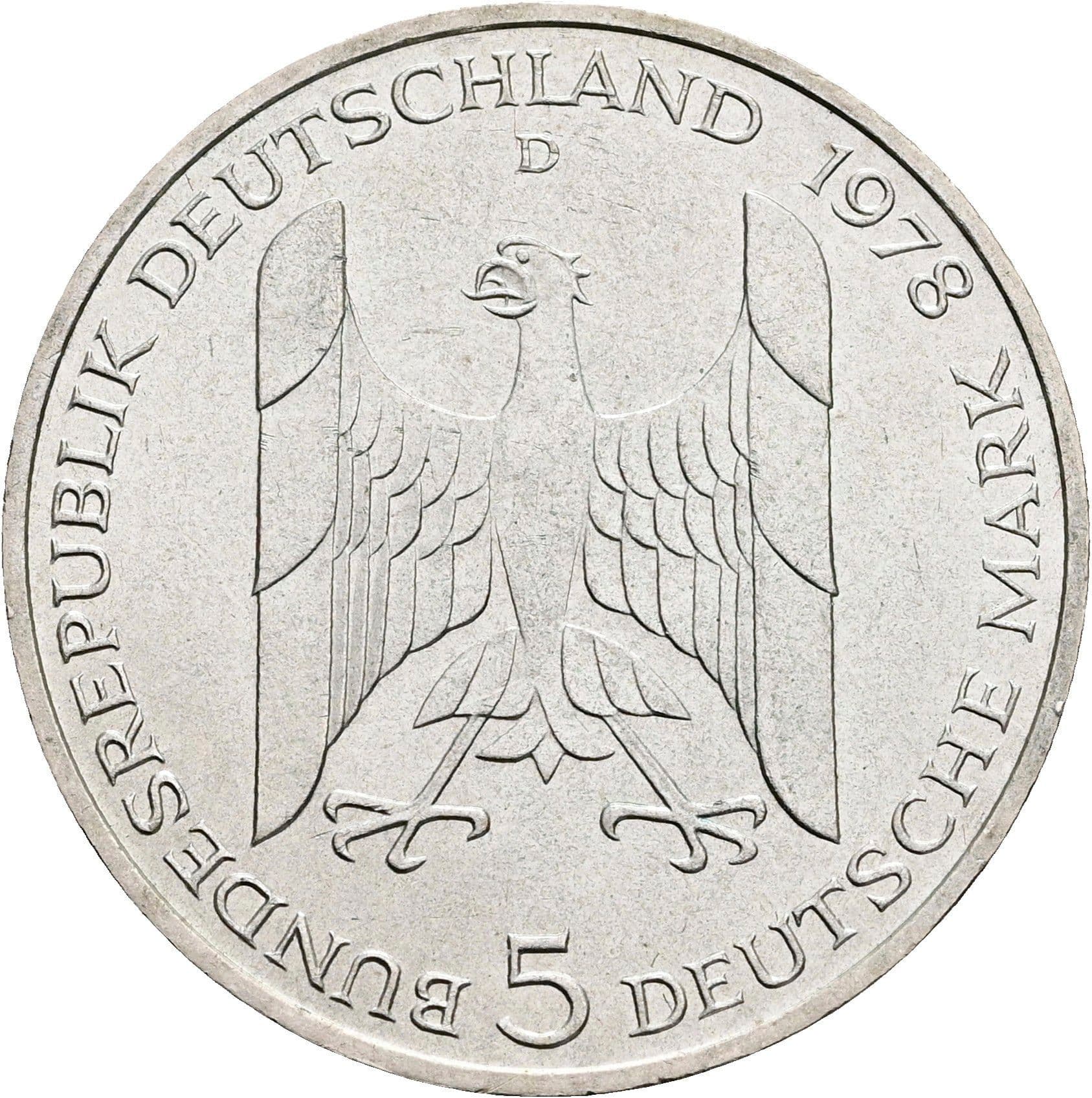 5 Deutsche Mark 1978 D – Rückseite
