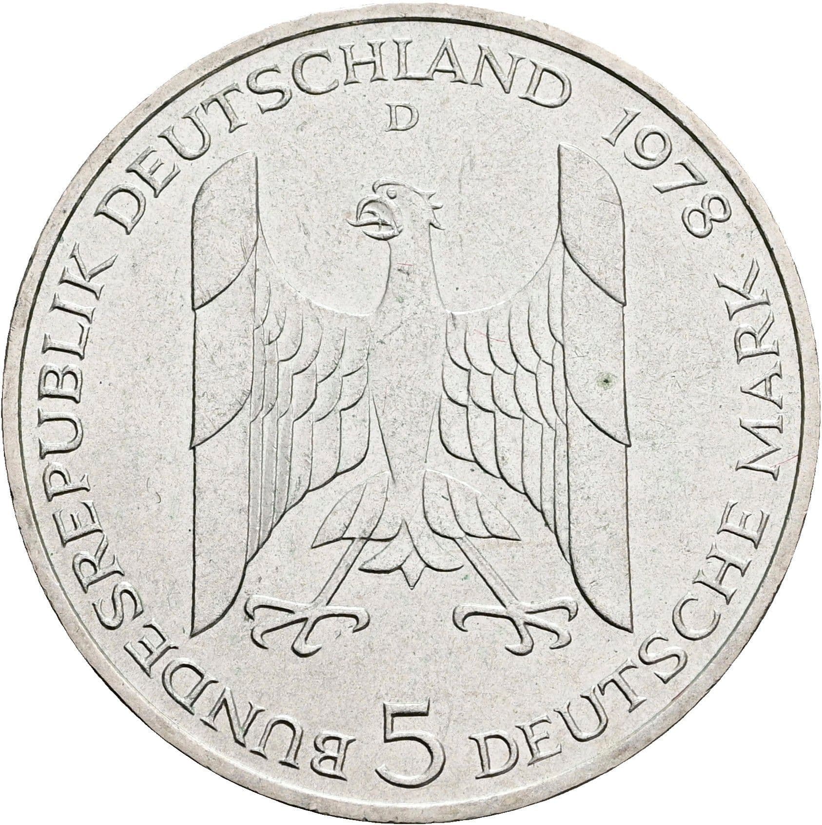 5 Deutsche Mark 1978 D – Rückseite