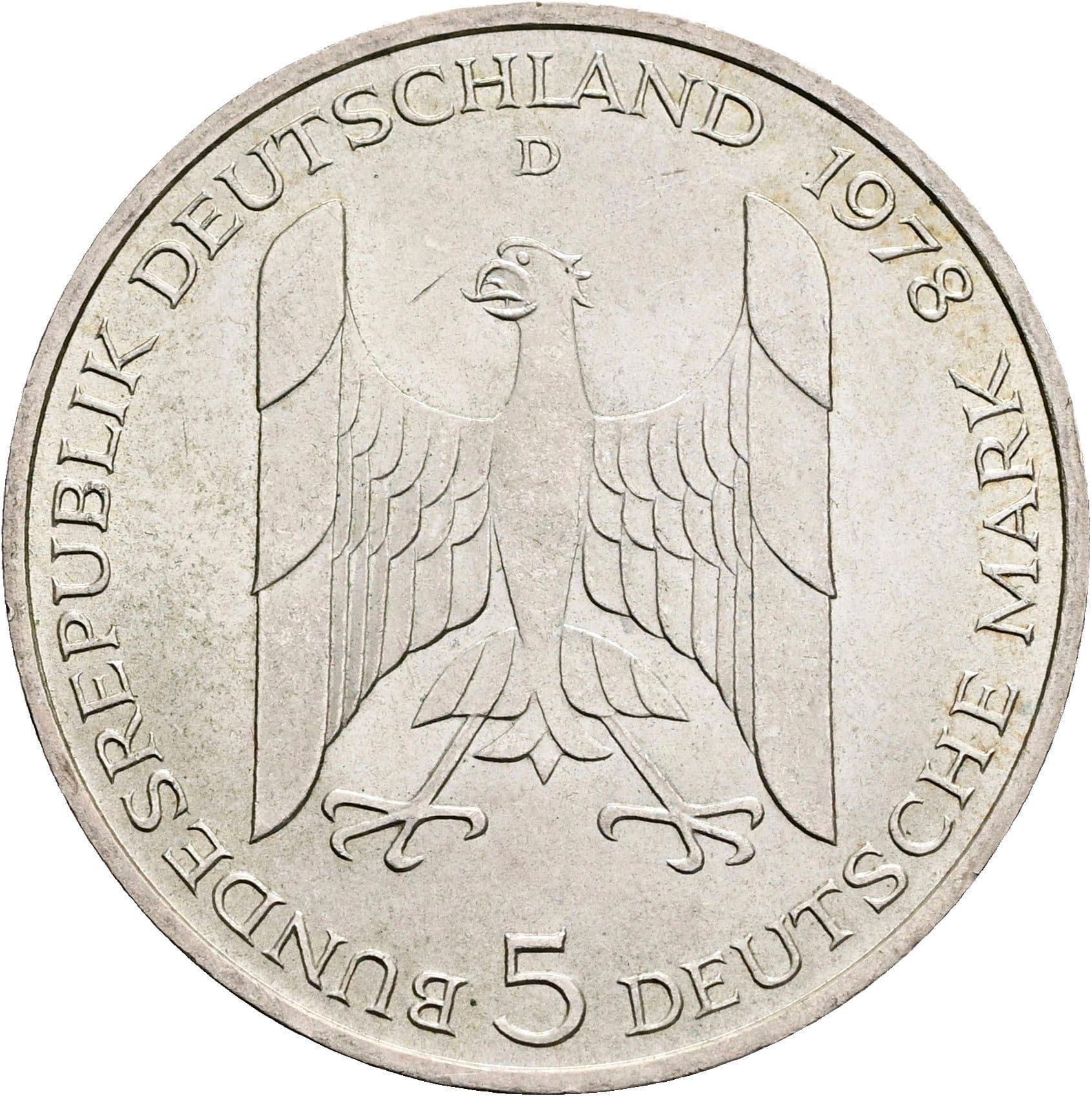 5 Deutsche Mark 1978 D – Rückseite