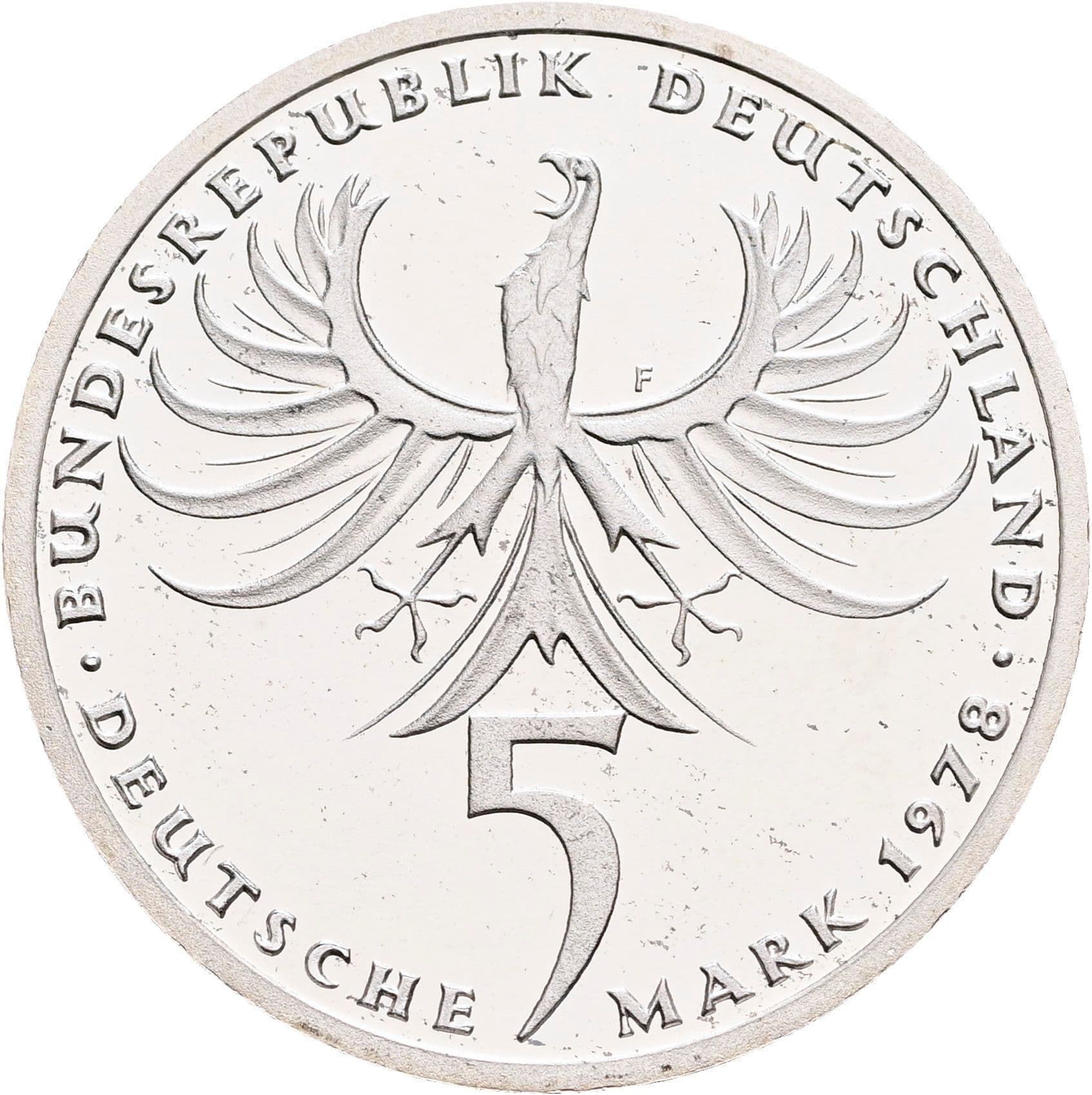 5 Deutsche Mark 1978 F – Rückseite