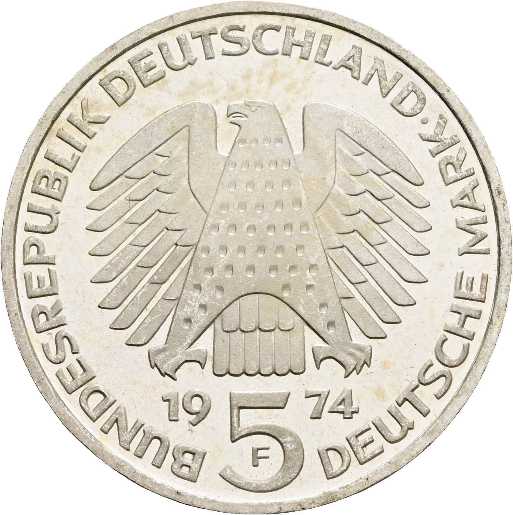 5 Deutsche Mark 1974 F – Rückseite