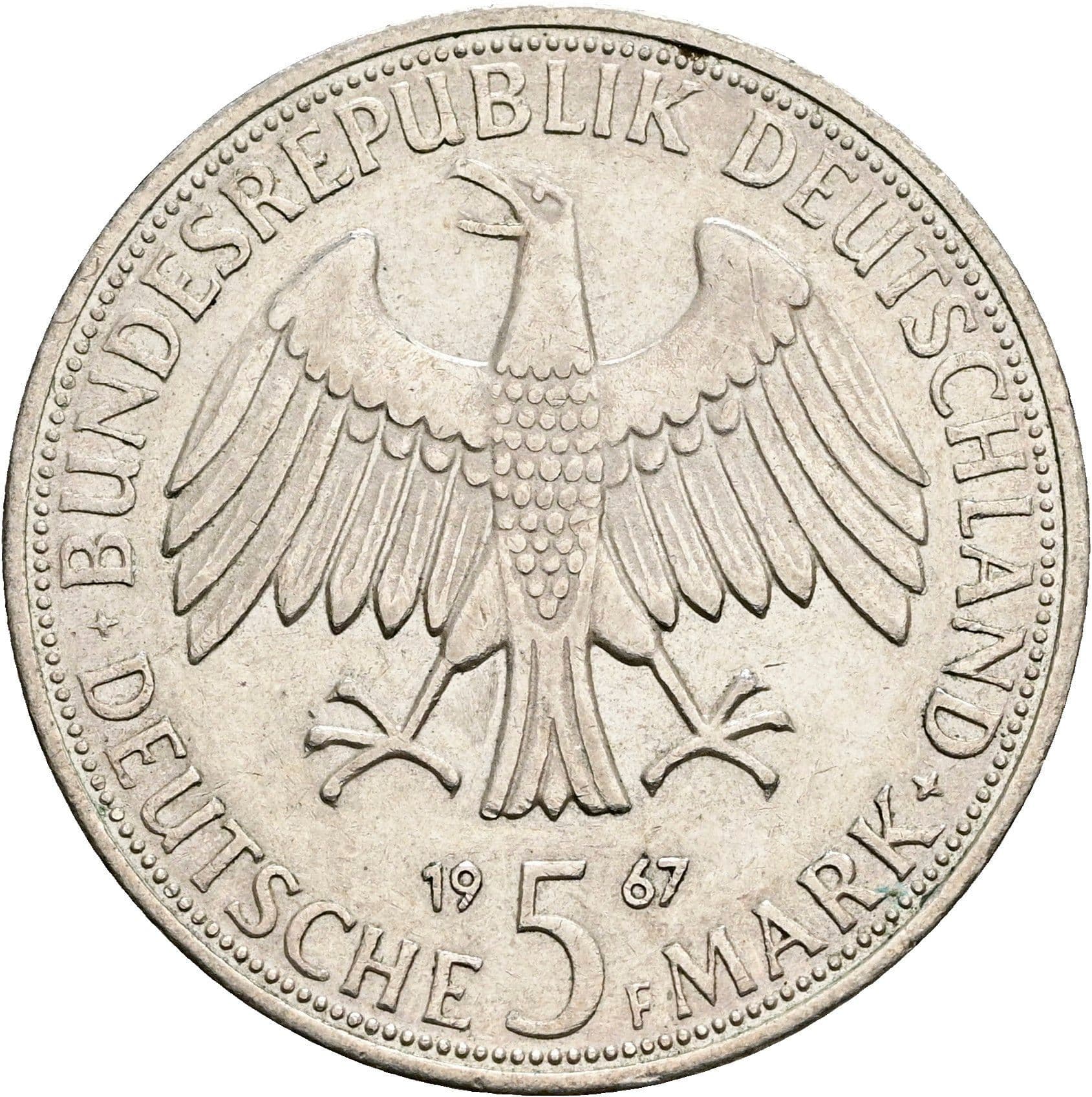 5 Deutsche Mark 1967 F – Rückseite
