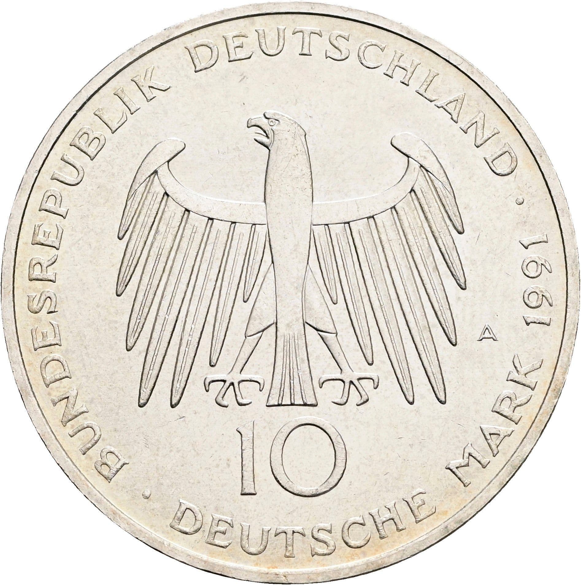 10 Deutsche Mark 1991 A – Rückseite