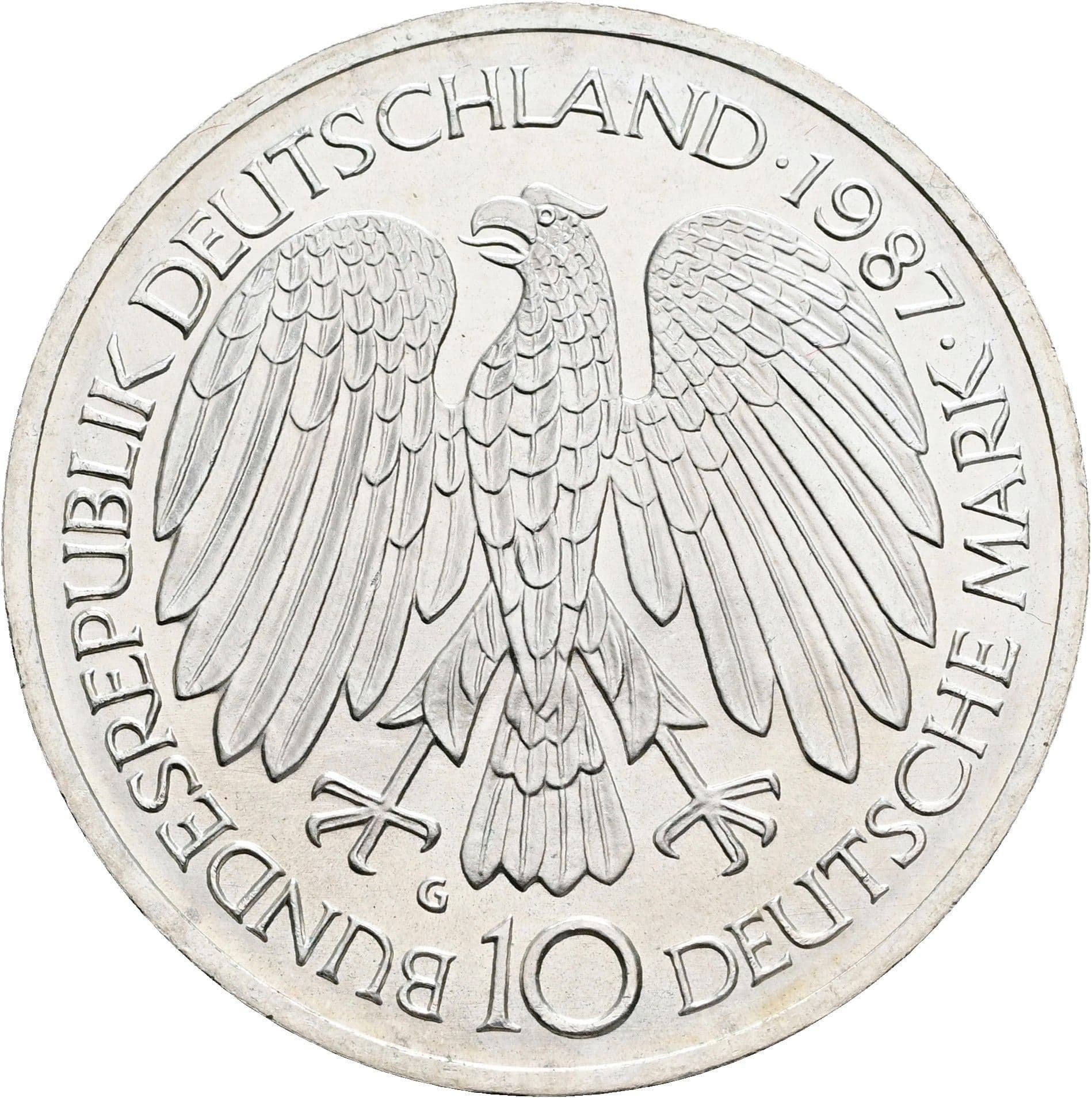 10 Deutsche Mark 1987 G – Rückseite