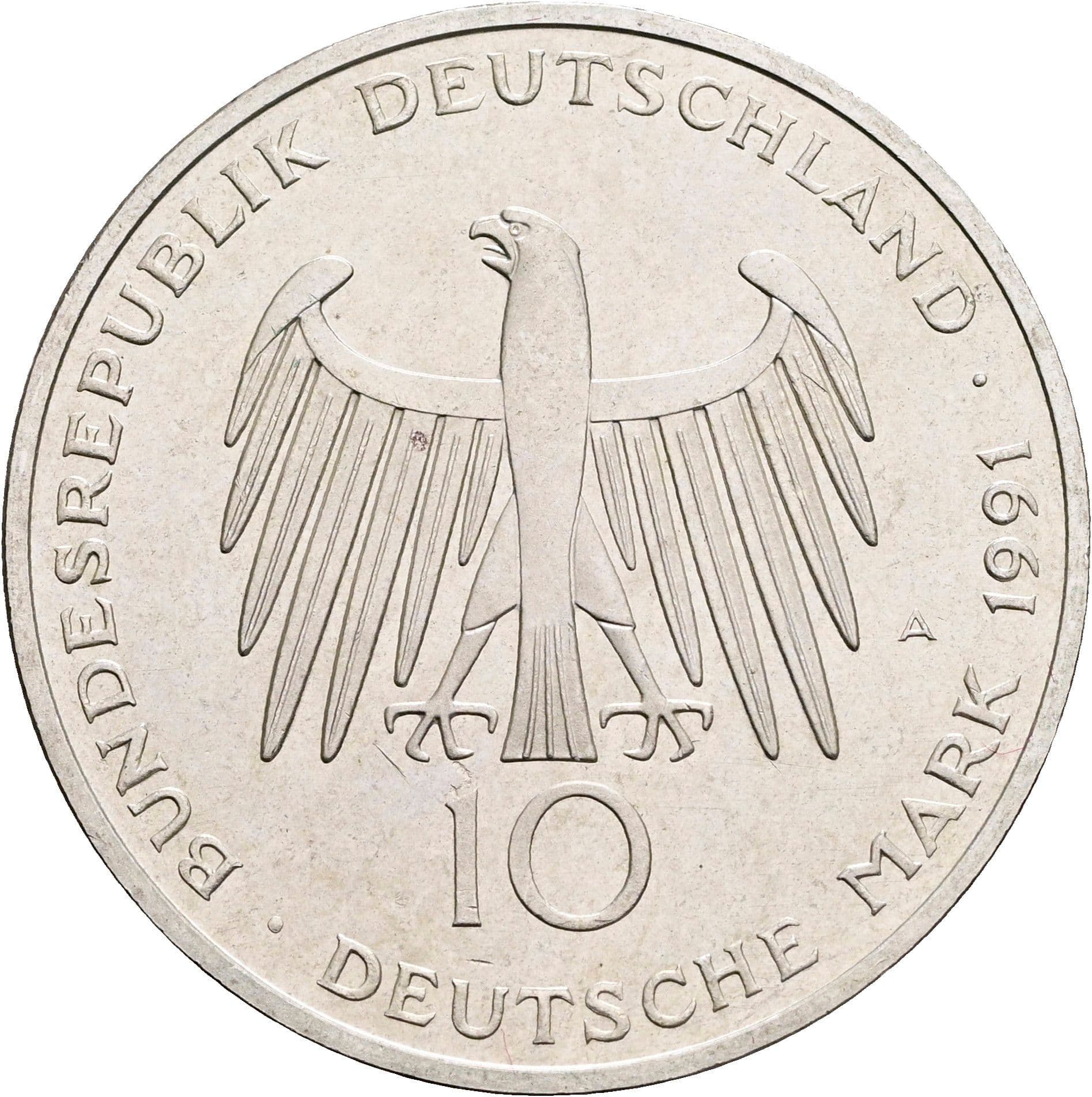 10 Deutsche Mark 1991 A – Rückseite