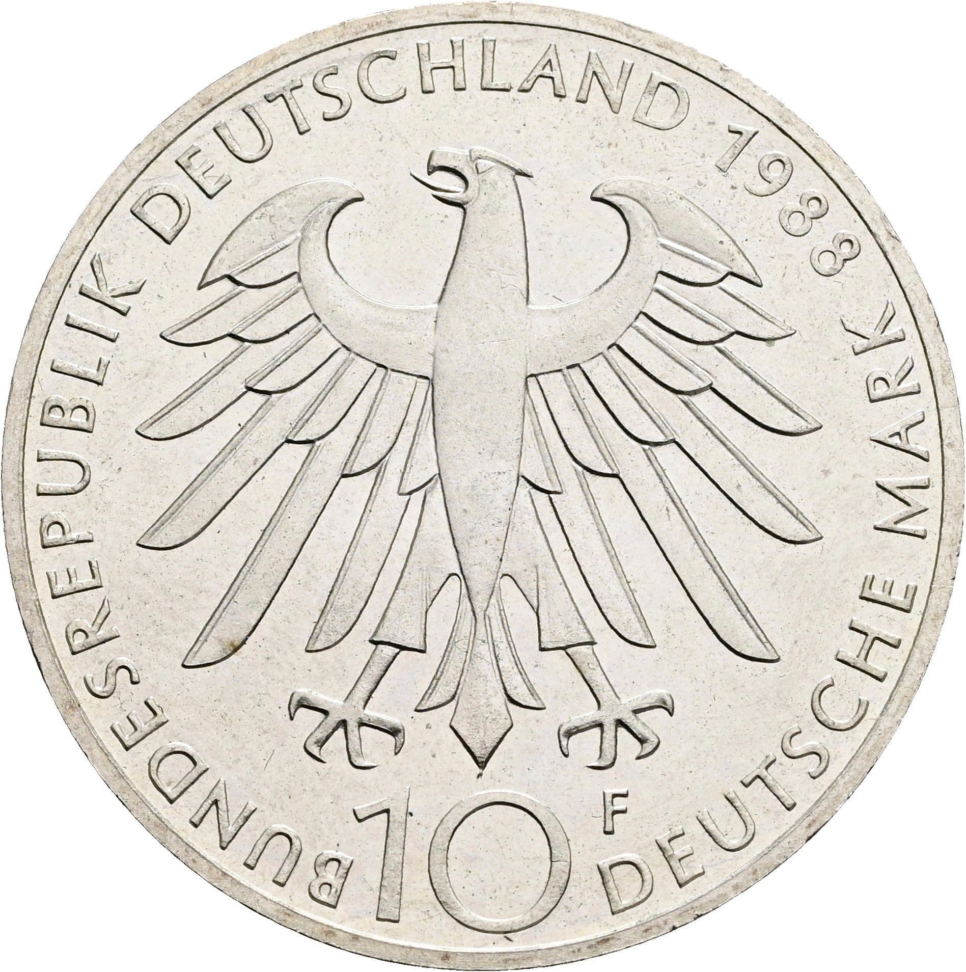 10 Deutsche Mark 1988 F – Rückseite
