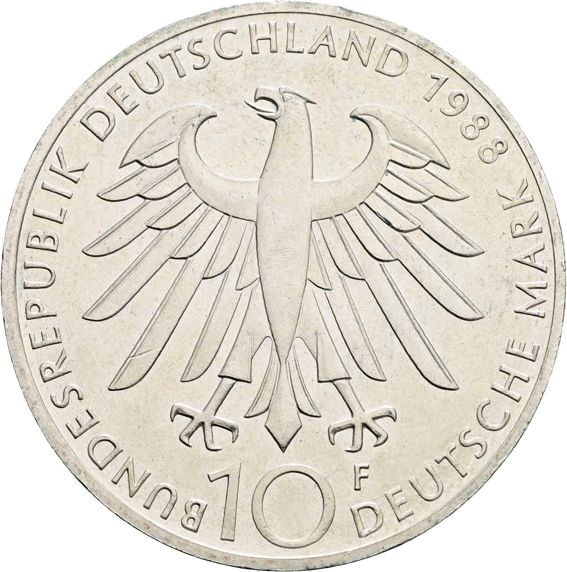 10 Deutsche Mark 1988 F – Rückseite
