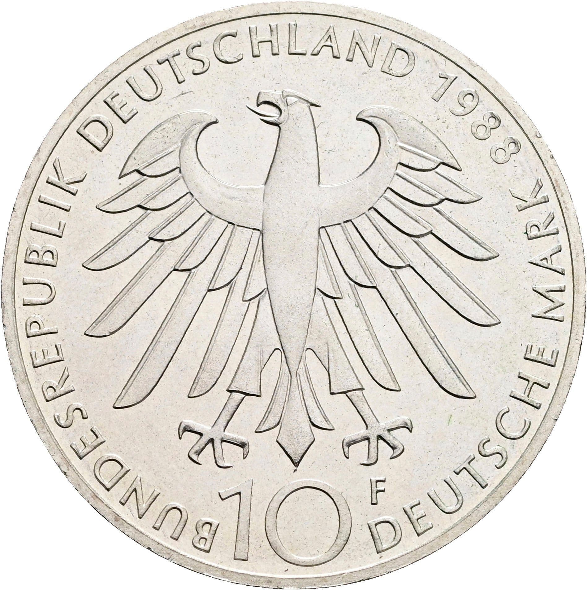 10 Deutsche Mark 1988 F – Rückseite