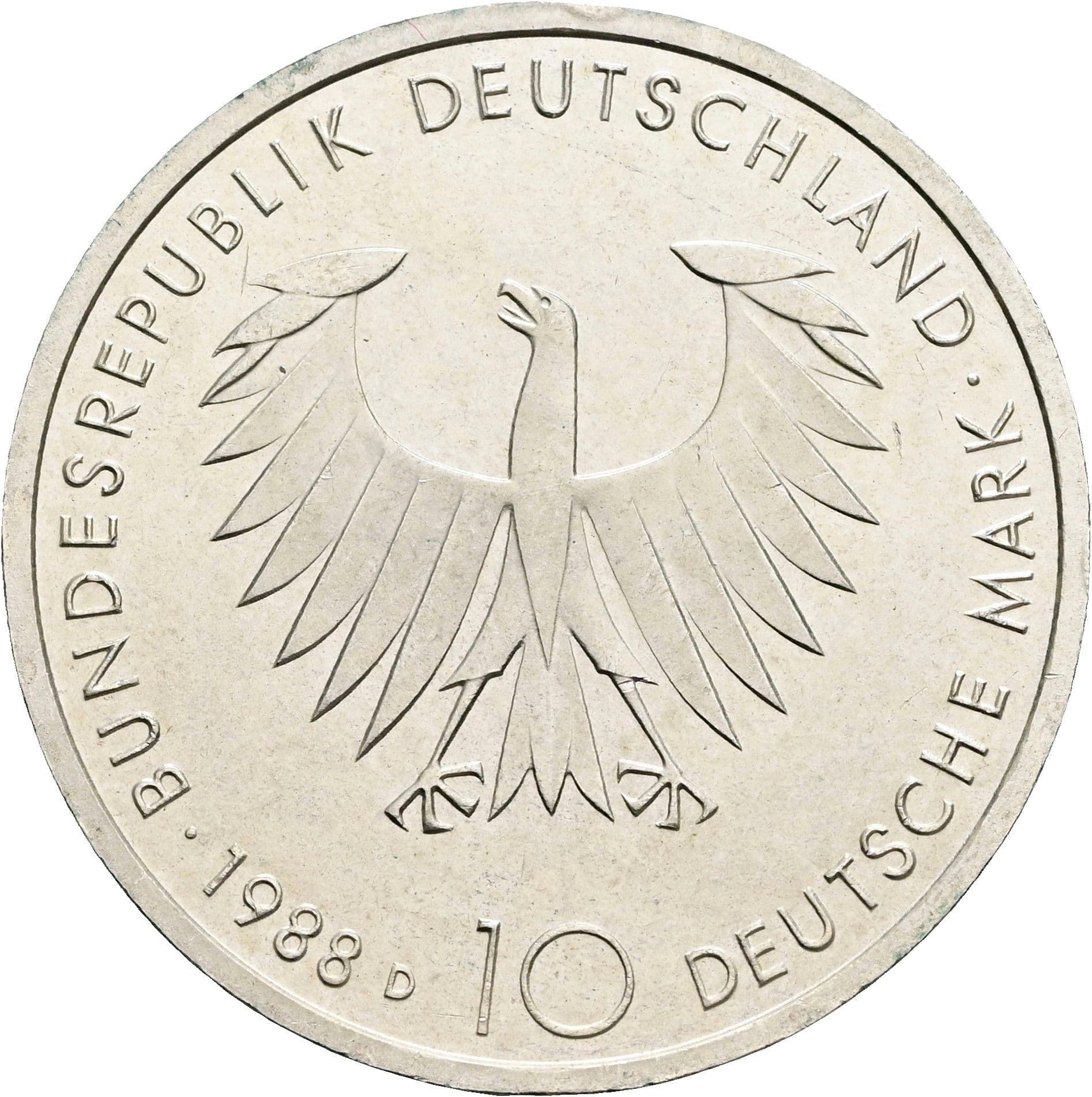 10 Deutsche Mark 1988 D – Rückseite