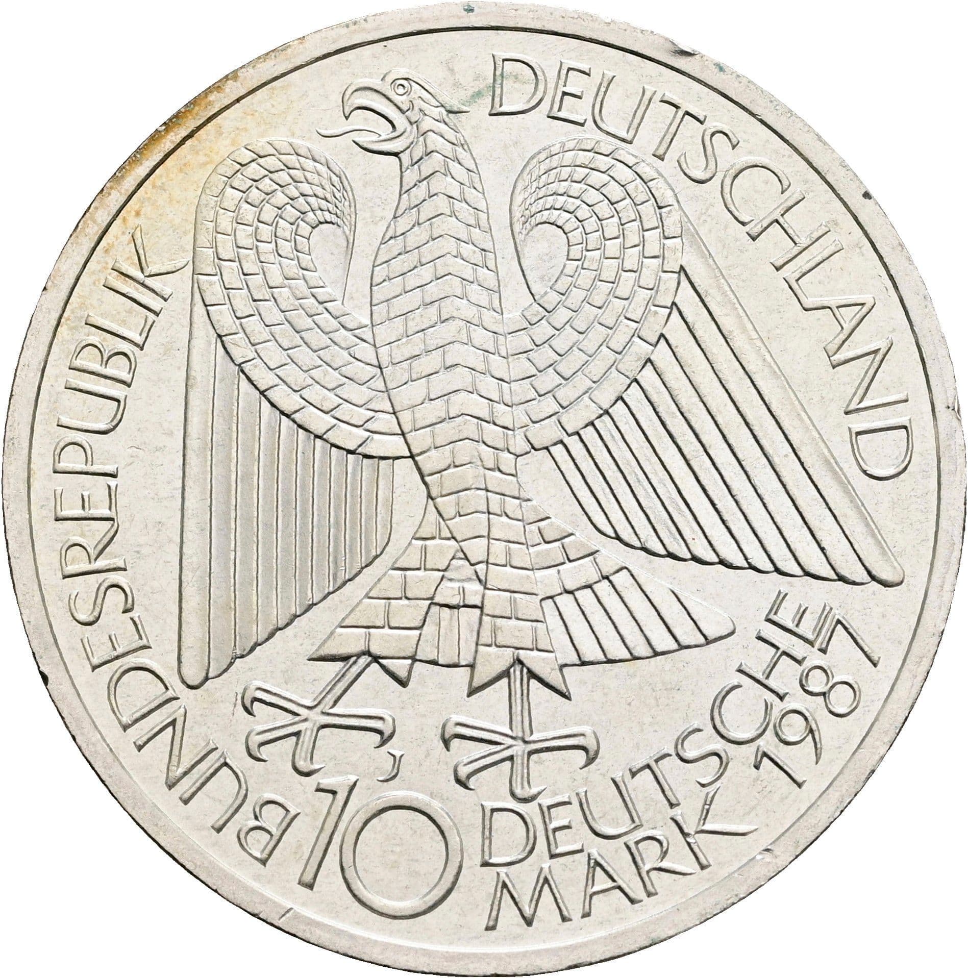 10 Deutsche Mark 1987 J – Rückseite
