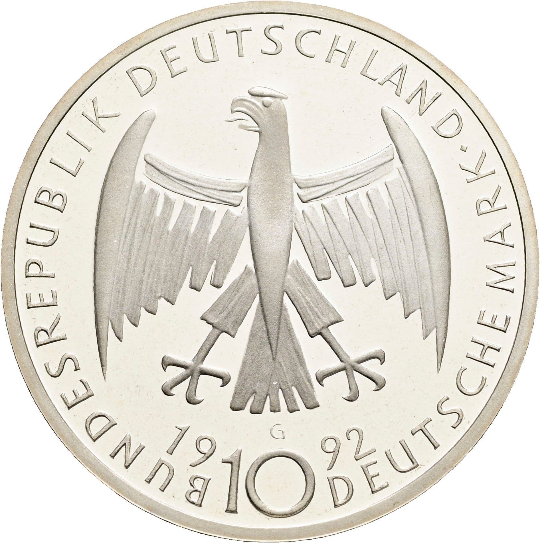 10 Deutsche Mark 1992 G – Rückseite