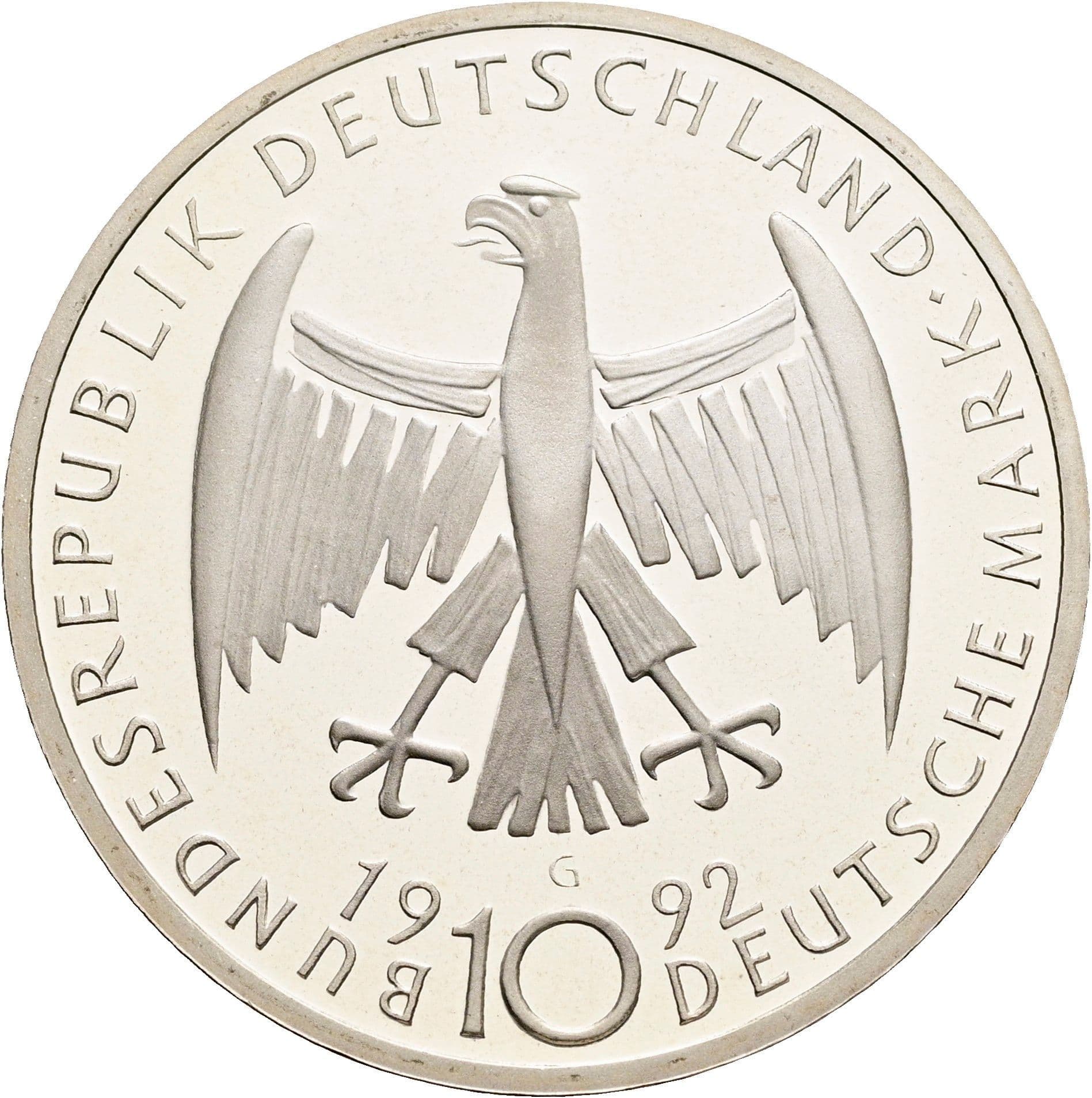 10 Deutsche Mark 1992 G – Rückseite