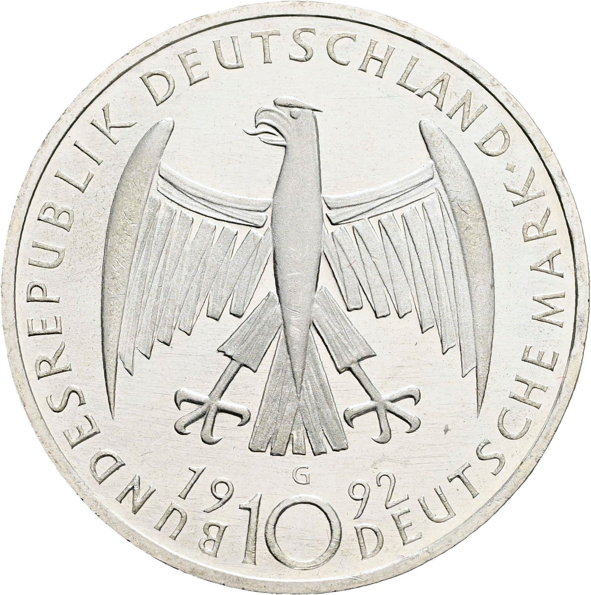 10 Deutsche Mark 1992 G – Rückseite