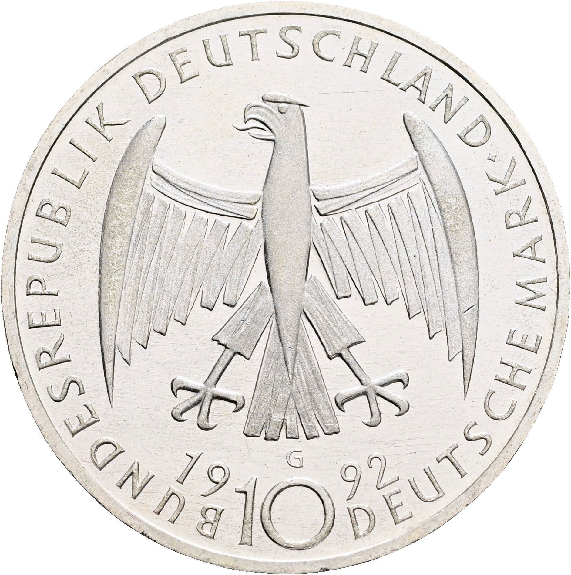10 Deutsche Mark 1992 G – Rückseite