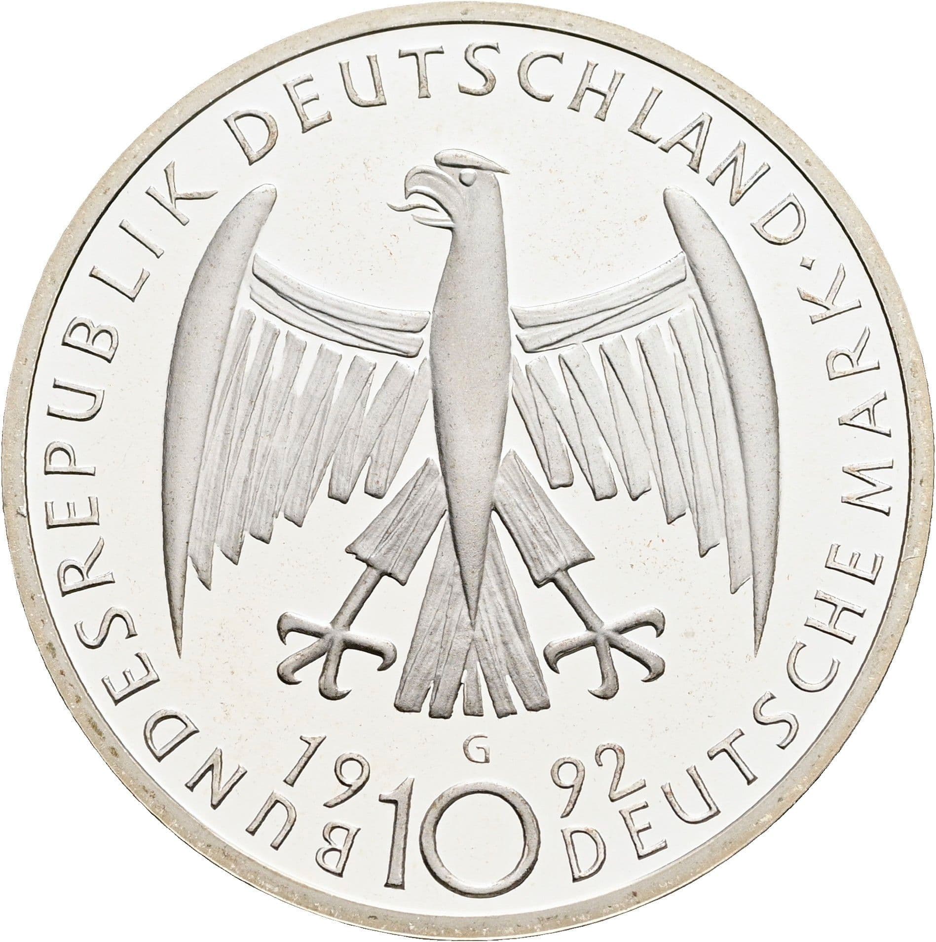10 Deutsche Mark 1992 G – Rückseite