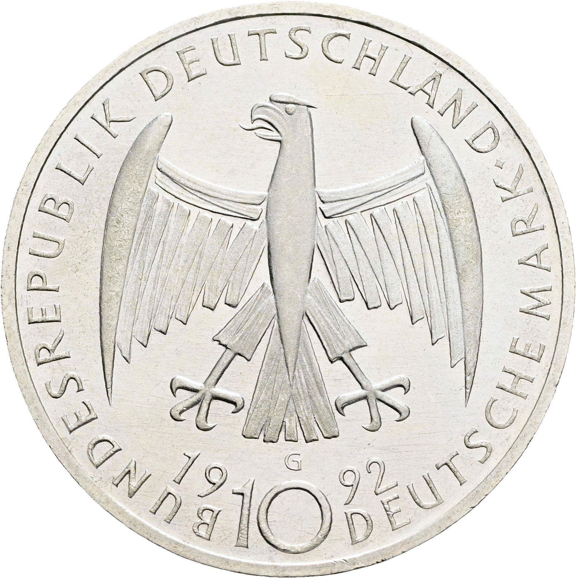 10 Deutsche Mark 1992 G – Rückseite