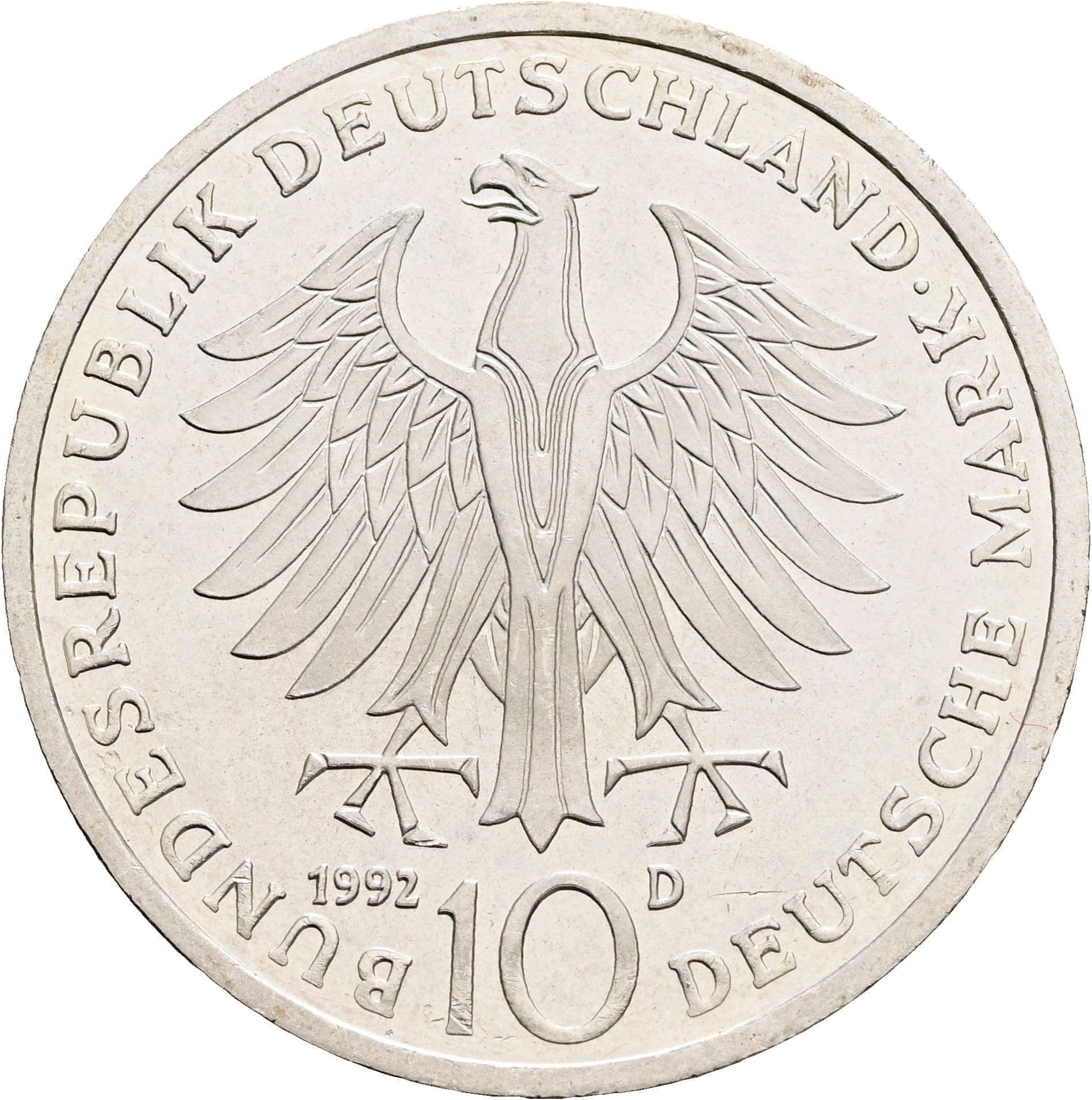 10 Deutsche Mark 1992 D – Rückseite