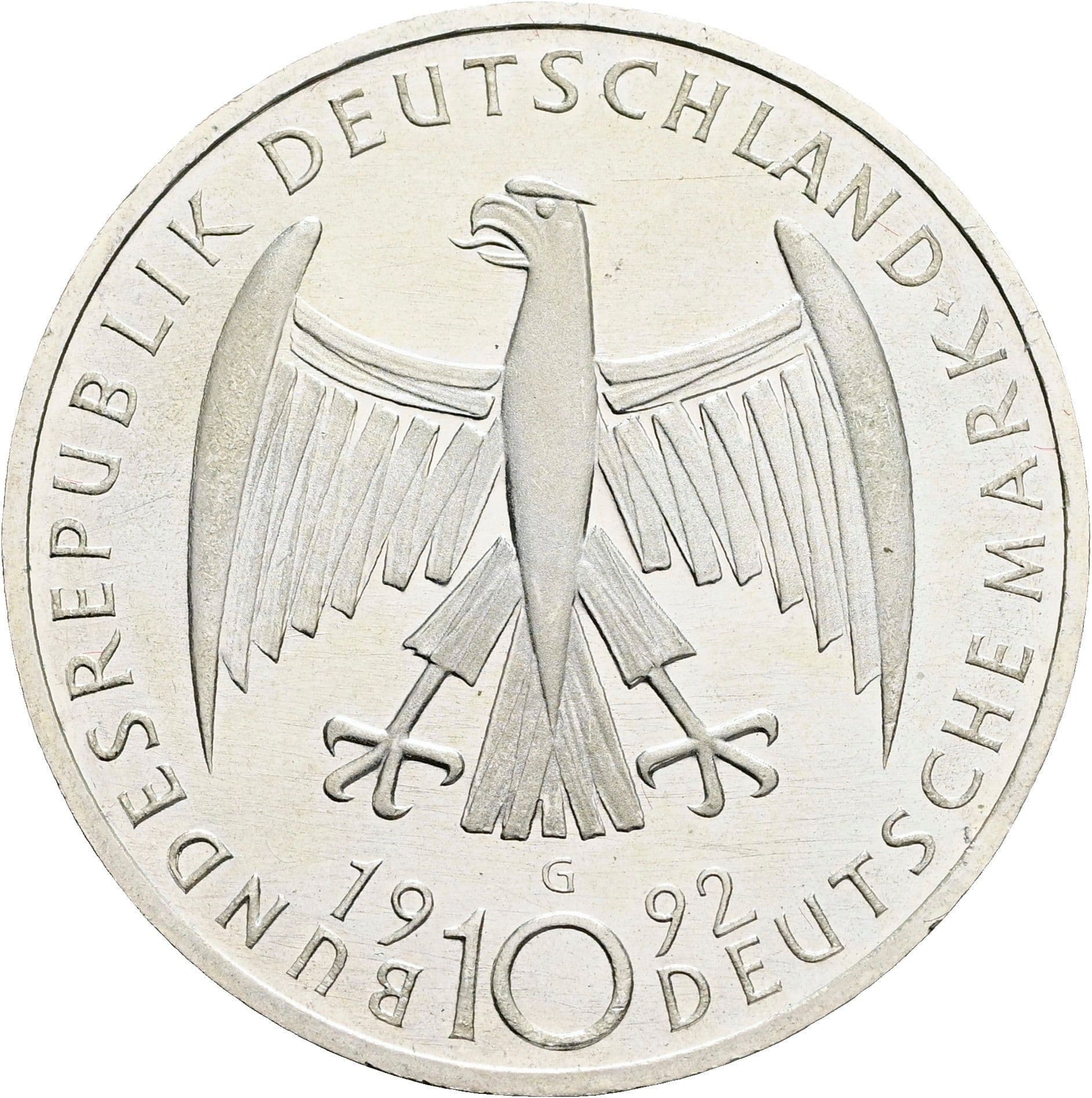10 Deutsche Mark 1992 G – Rückseite