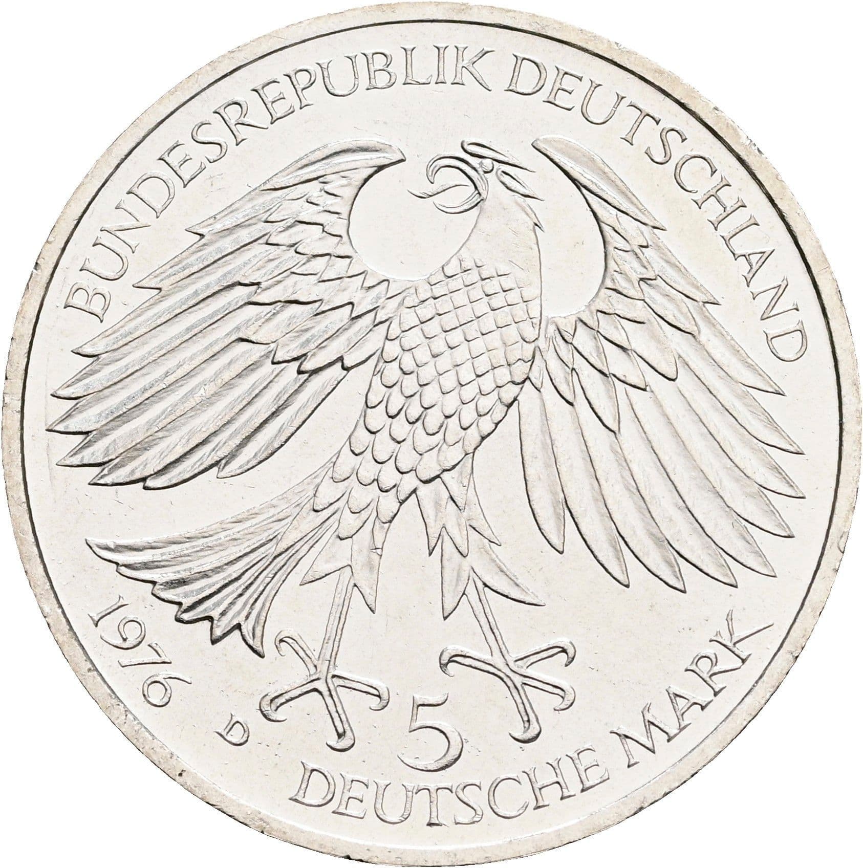 5 Deutsche Mark 1976 D – Rückseite