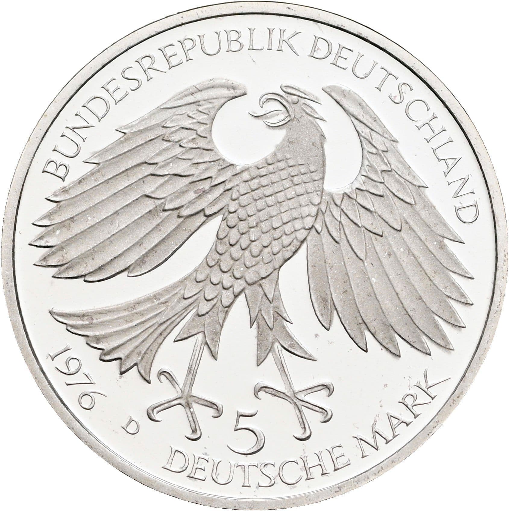 5 Deutsche Mark 1976 D – Rückseite