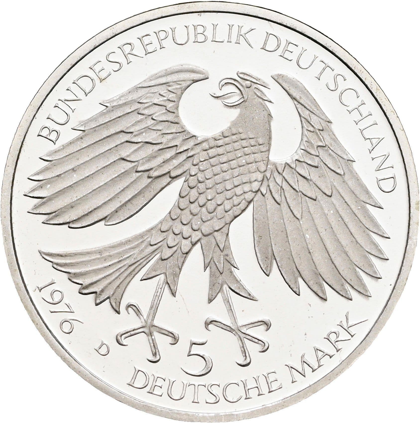 5 Deutsche Mark 1976 D – Rückseite