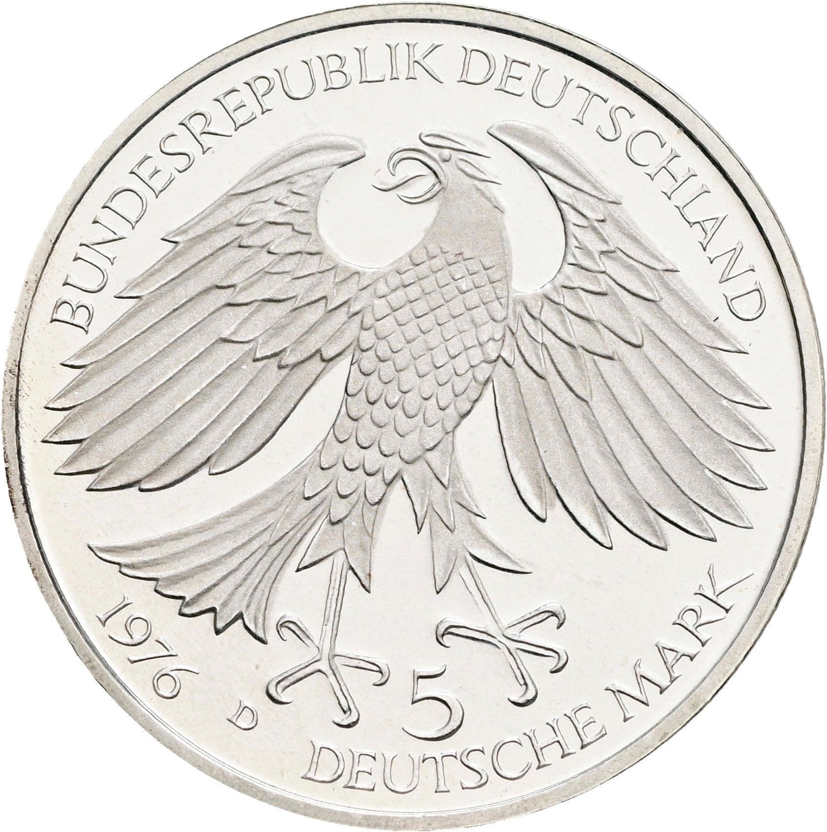 5 Deutsche Mark 1976 D – Rückseite