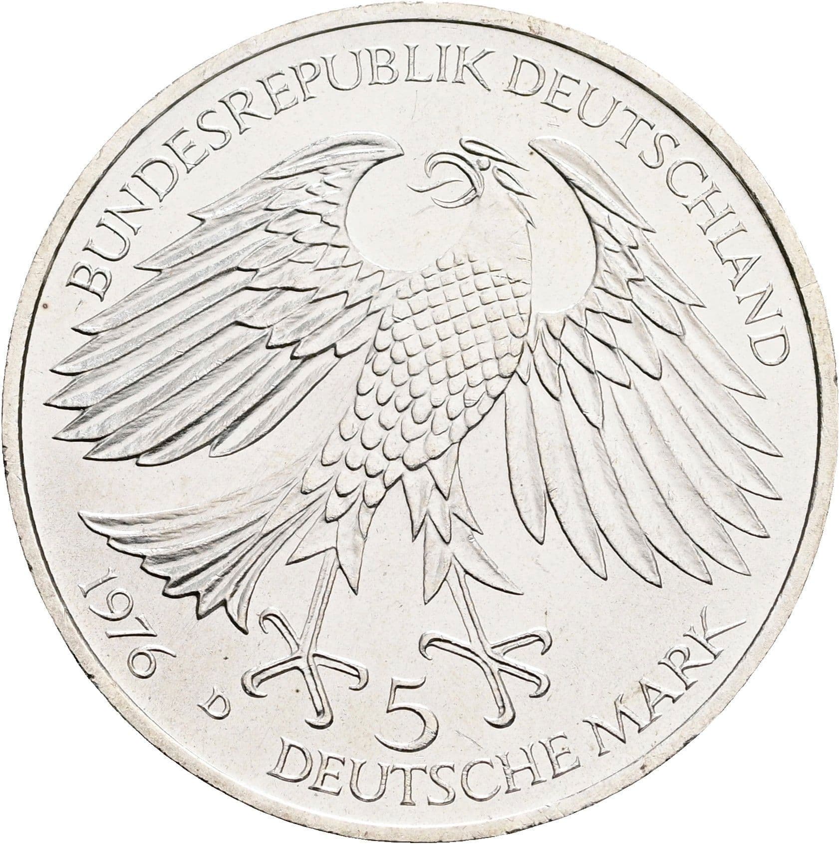 5 Deutsche Mark 1976 D – Rückseite
