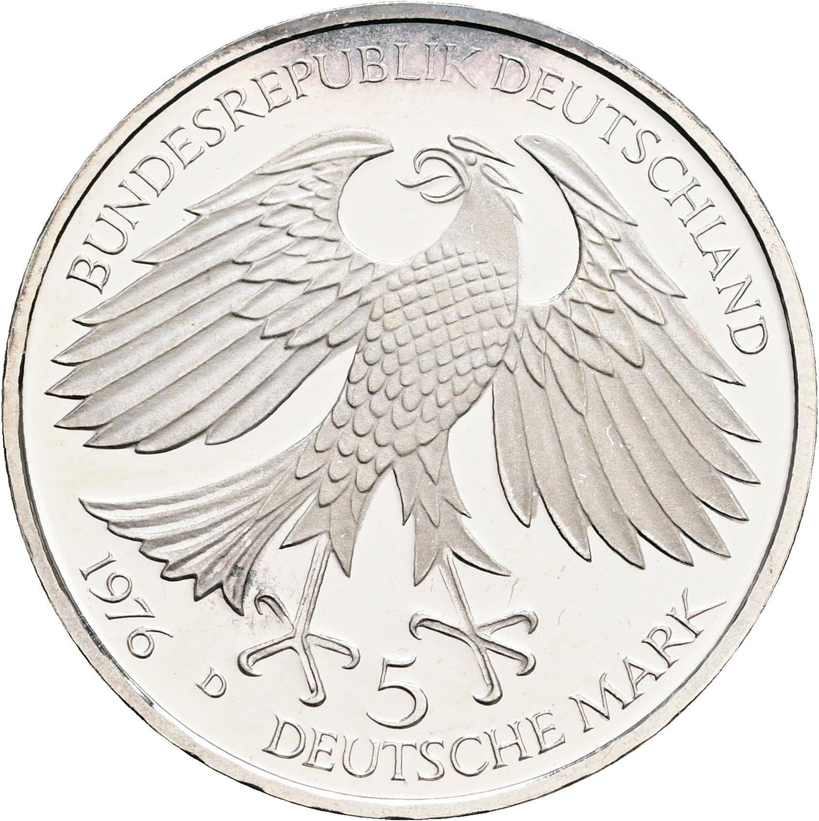 5 Deutsche Mark 1976 D – Rückseite
