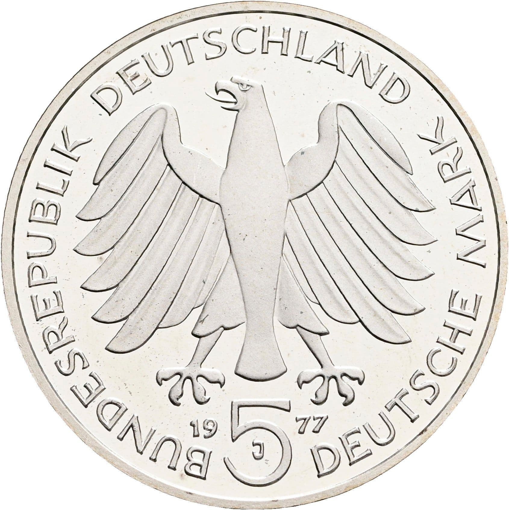 5 Deutsche Mark 1977 J – Rückseite