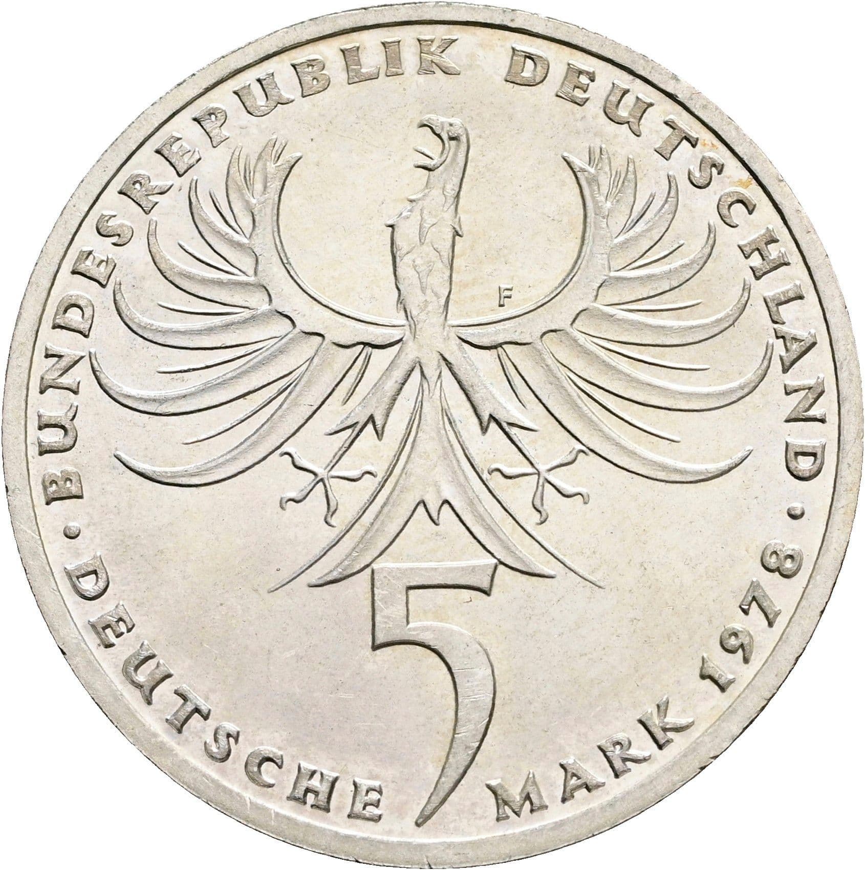 5 Deutsche Mark 1978 F – Rückseite