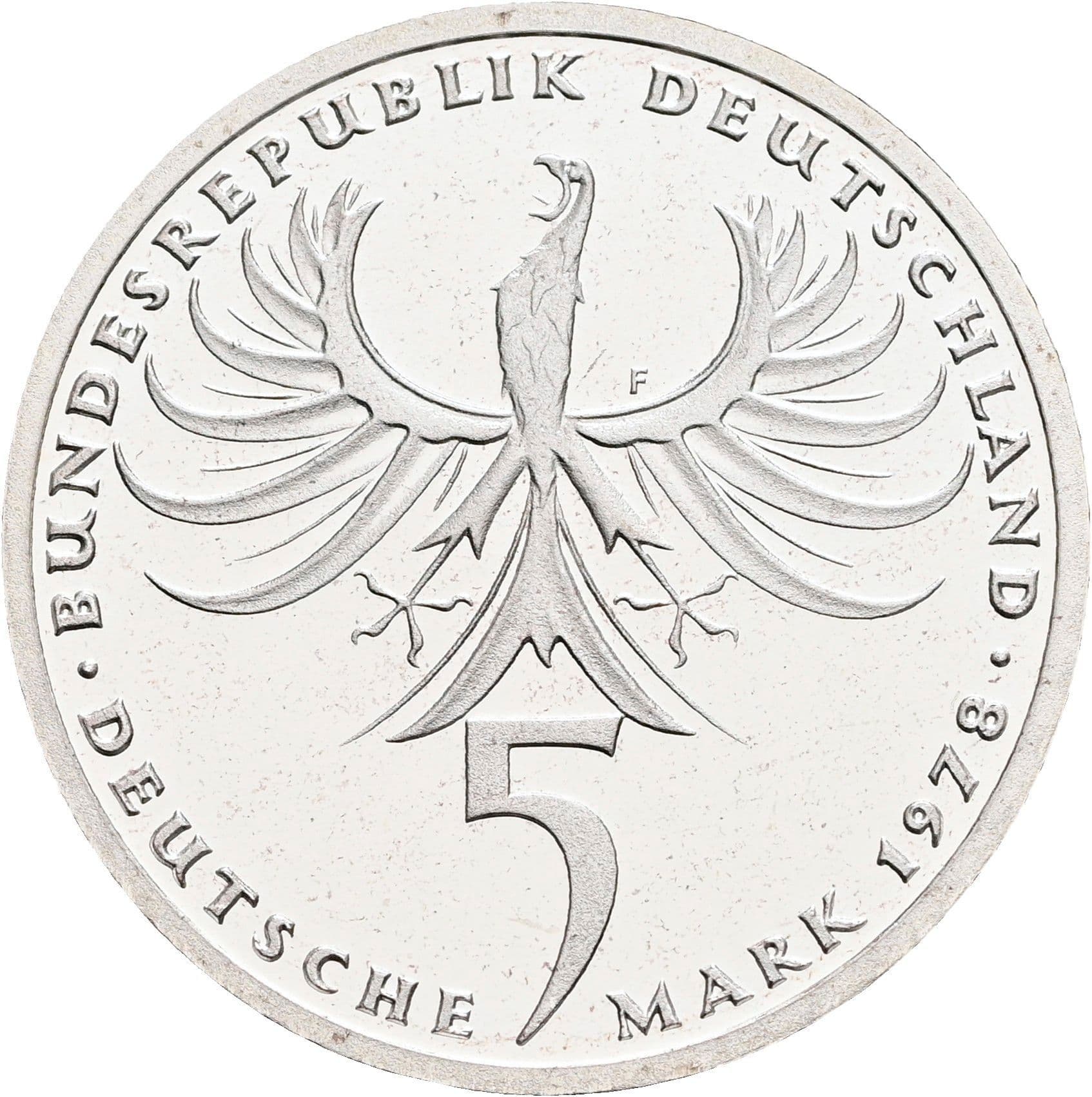 5 Deutsche Mark 1978 F – Rückseite
