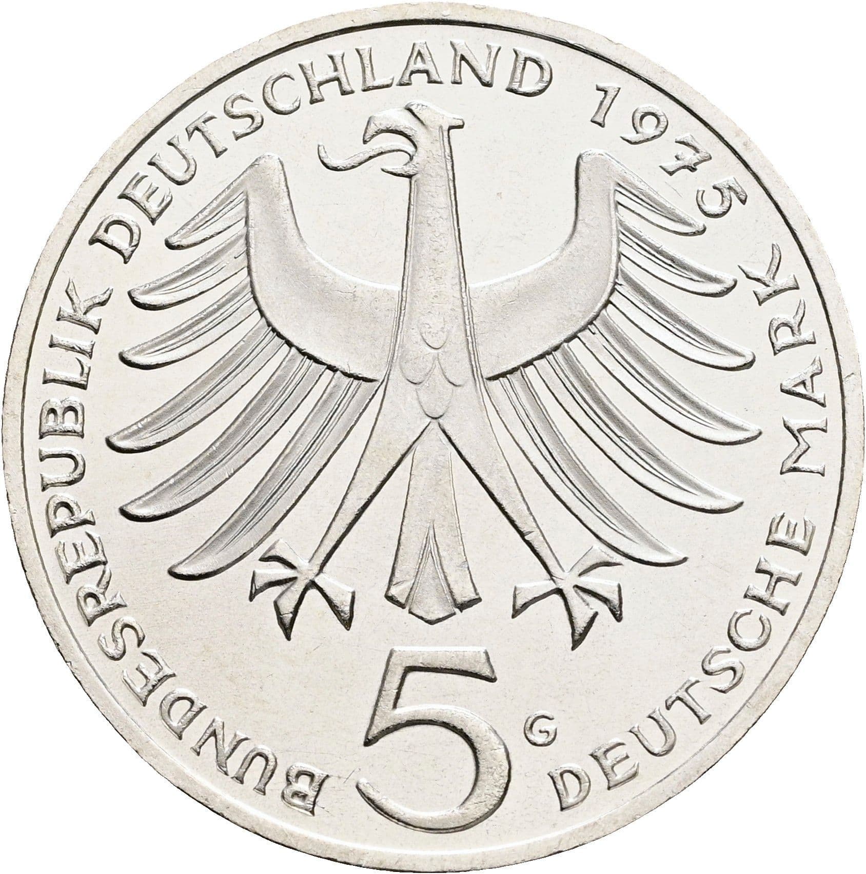 5 Deutsche Mark 1975 G – Rückseite