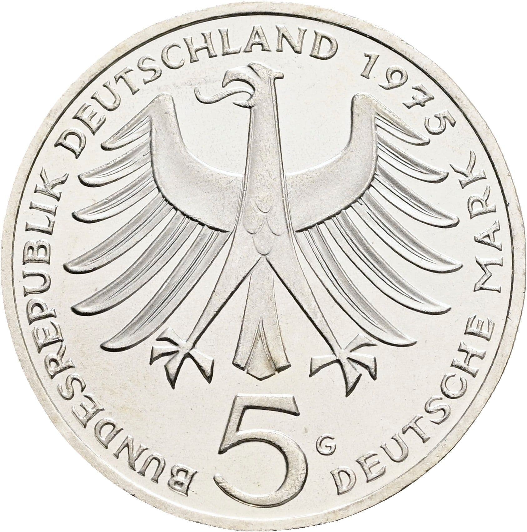 5 Deutsche Mark 1975 G – Rückseite