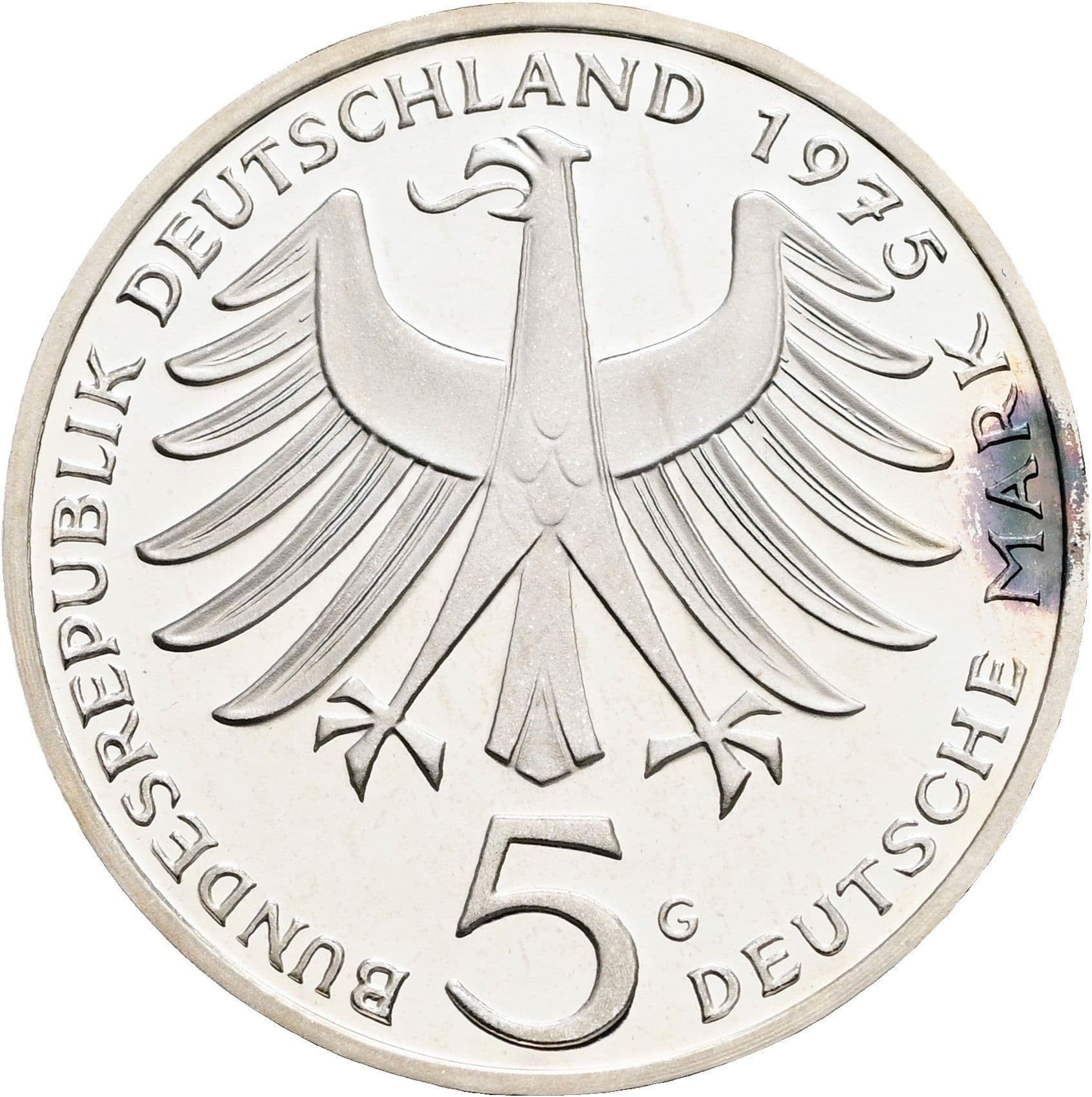 5 Deutsche Mark 1975 G – Rückseite