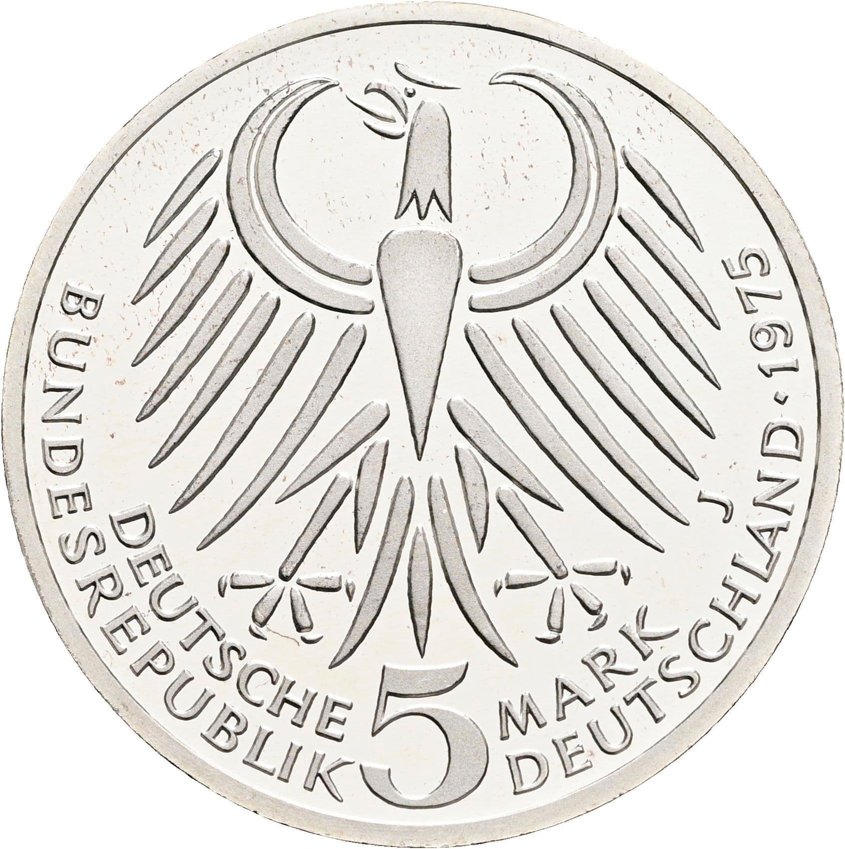 5 Deutsche Mark 1975 J – Rückseite
