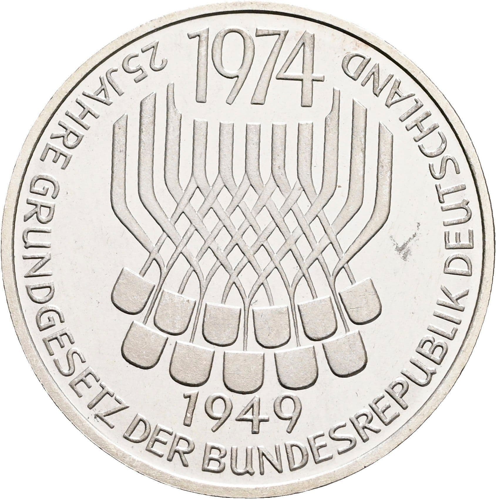 5 Deutsche Mark 1974 F – Vorderseite