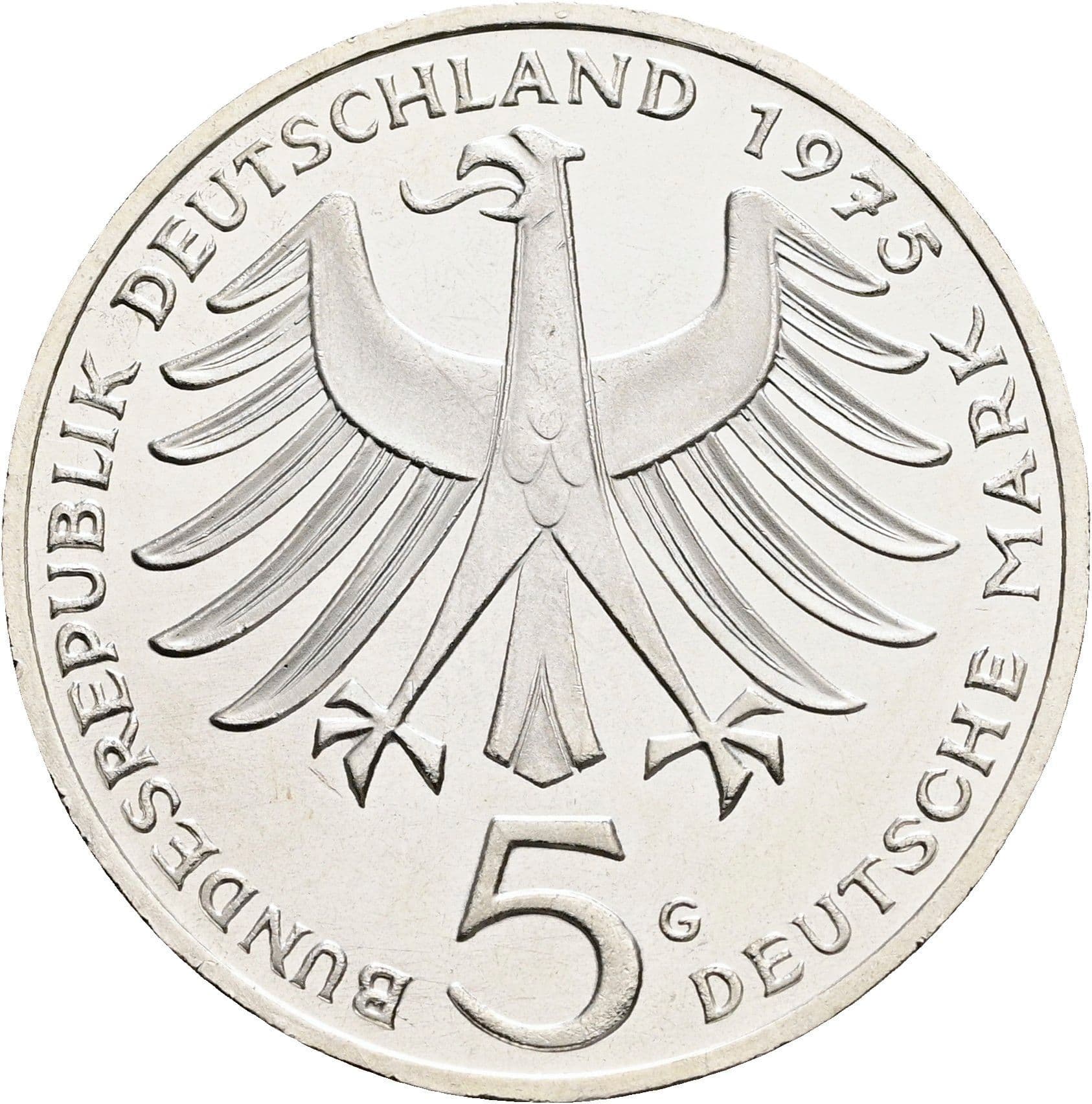 5 Deutsche Mark 1975 G – Rückseite