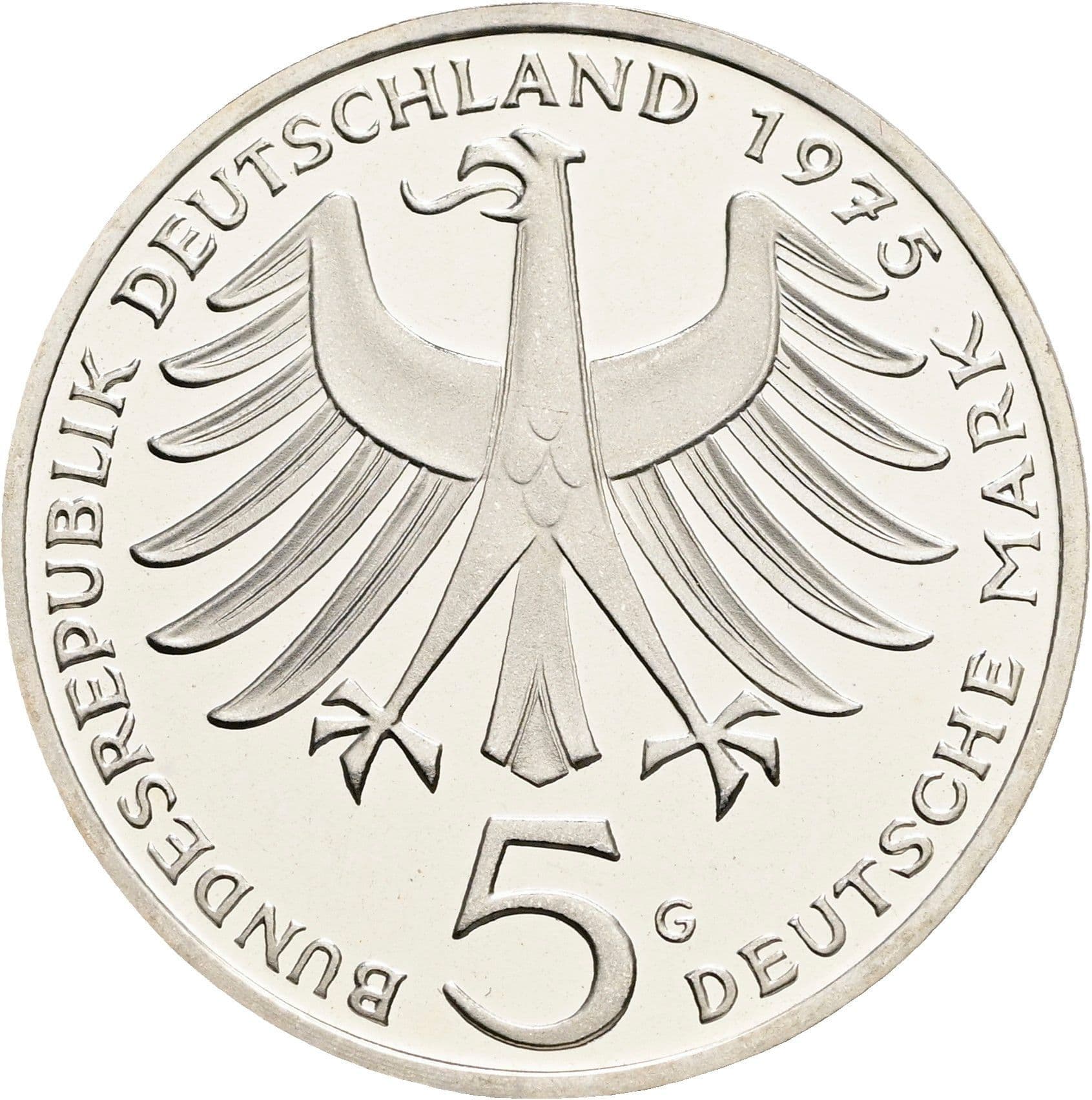 5 Deutsche Mark 1975 G – Rückseite